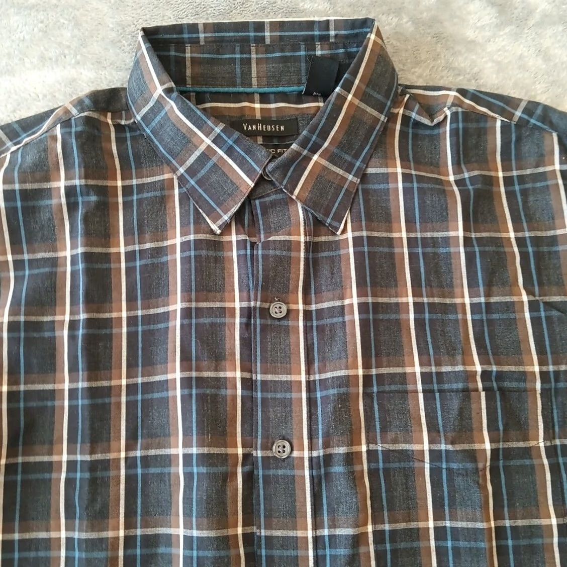 Van Heusen Van Heusen Shirt Mens Large Gray Plaid Long Sleeve Button Up Classic Fit Size US L / EU 52-54 / 3 - 3 Thumbnail