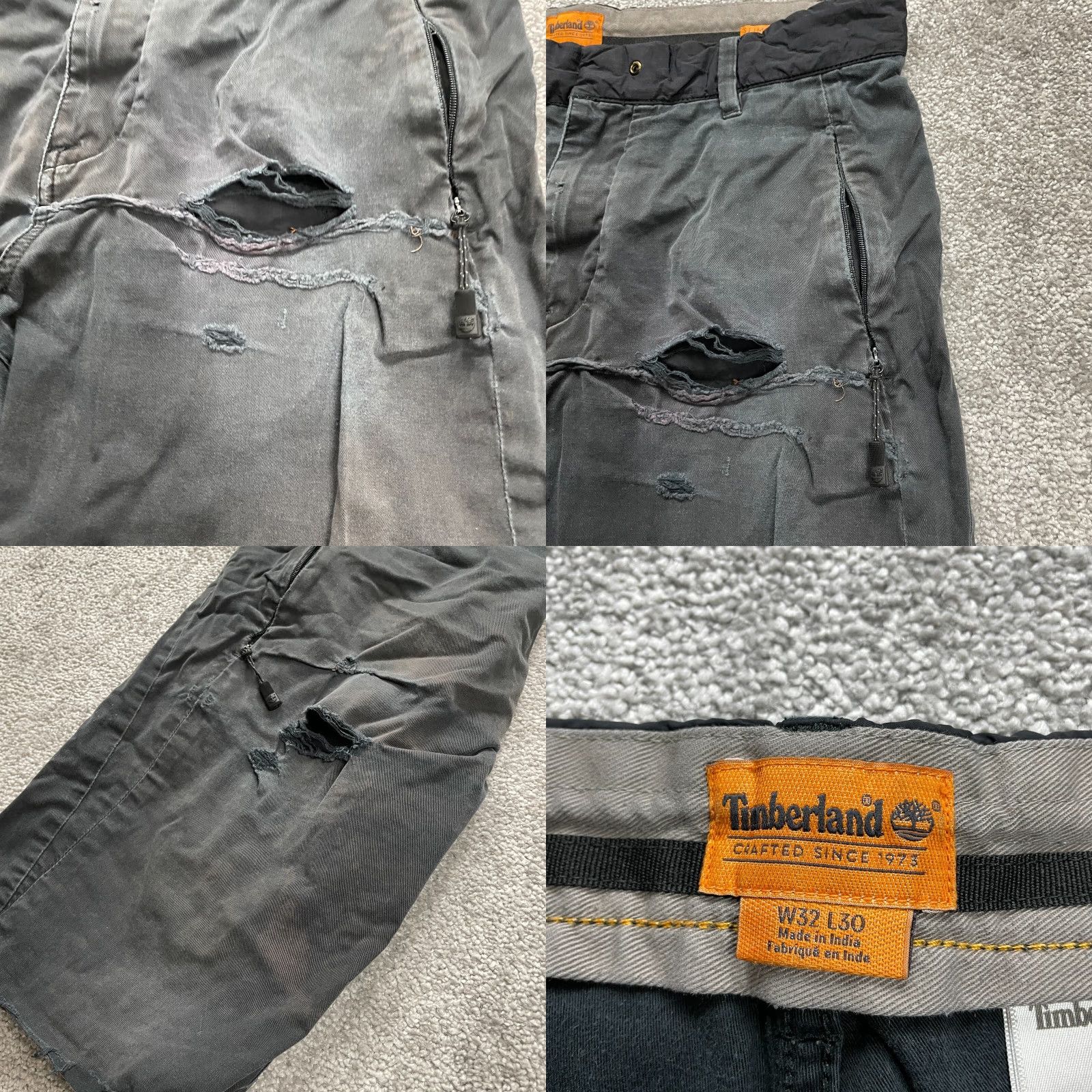Timberland TIMBERLAND Bermuda Shorts Mens Black Dark Wash Denim Slim Streetwear 34x10 5-Pocket Distressed Outdoor Classic Mens Size US 34 / EU 50 - 8 Thumbnail