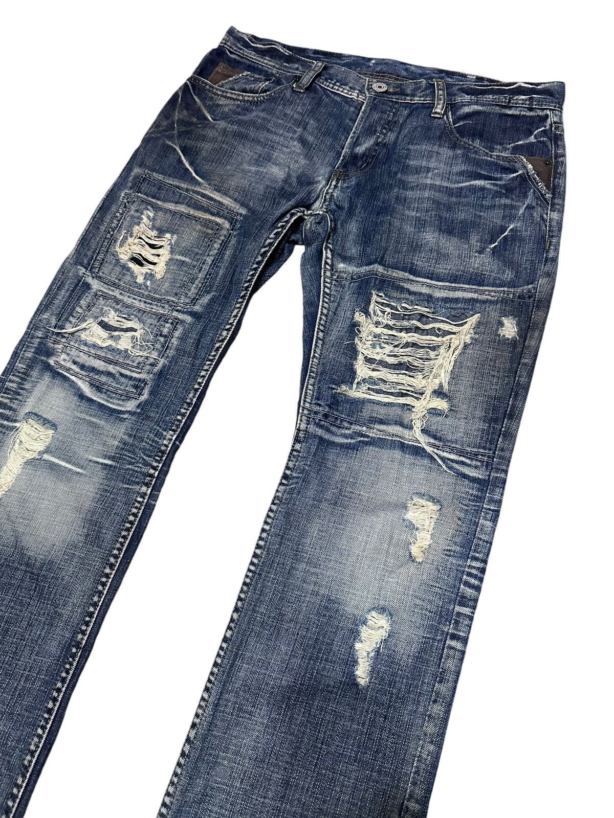Hysteric Glamour × Japanese Brand 🇯🇵 Vintage Distressed Blue Denim Rupert Grunge Jeans Size US 33 - 2 Thumbnail