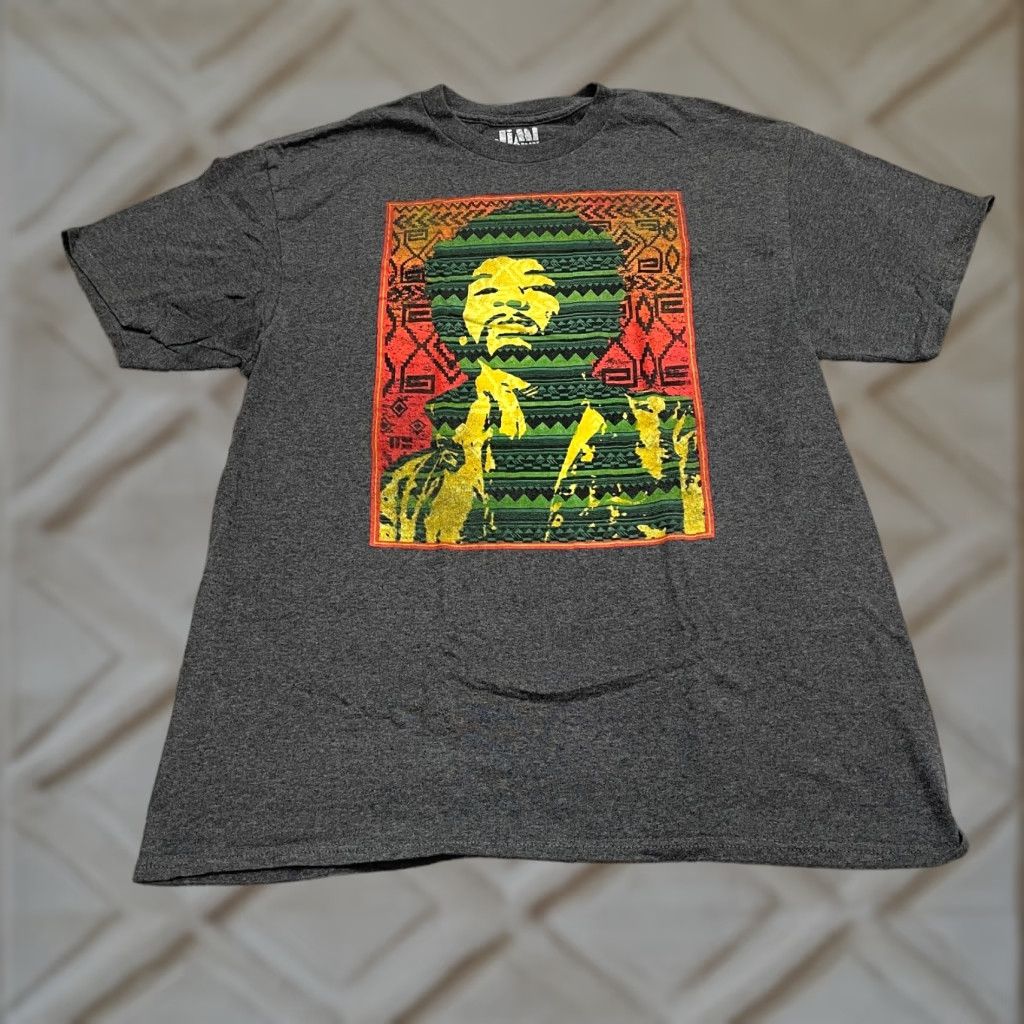 Vintage Jimi Hendrix T-Shirt Mens Large Gray Crew Neck Graphic Print Shirt Reggae Music Short Sleeve Size US L / EU 52-54 / 3 - 1 Thumbnail