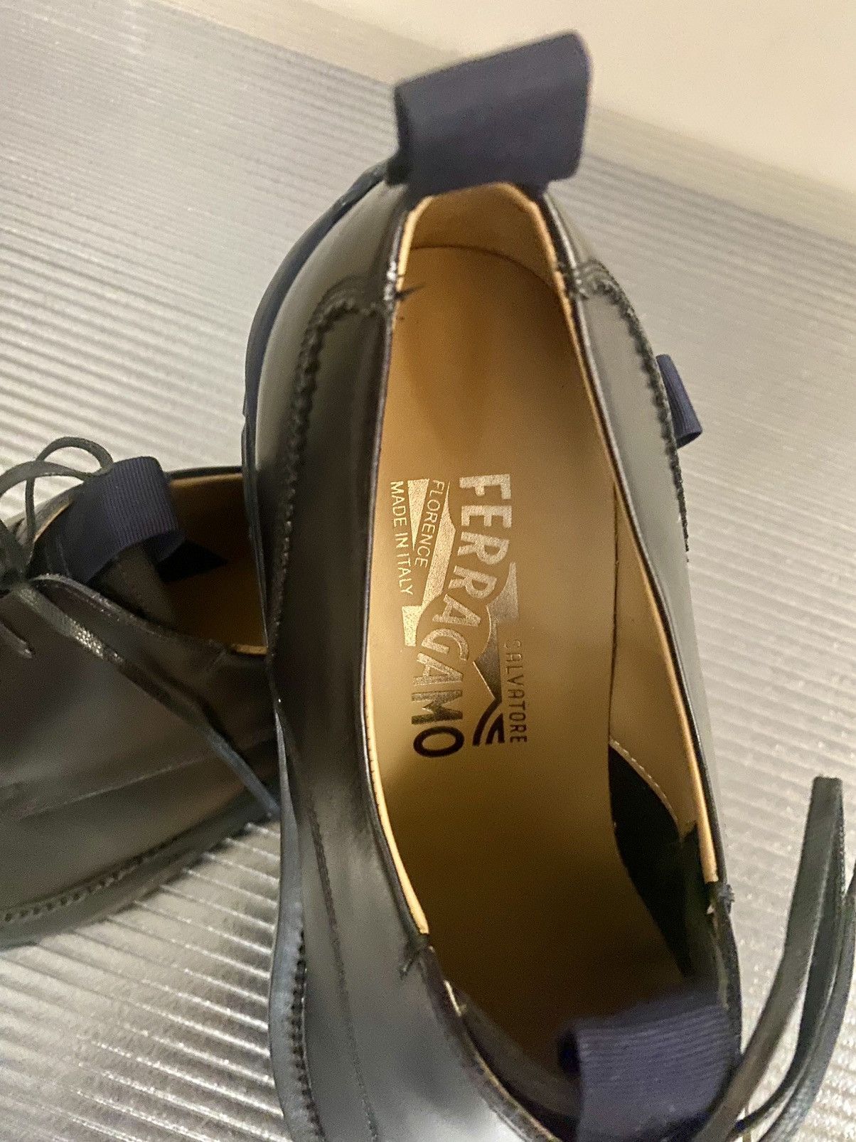 Salvatore Ferragamo Ferragamo Nero calf/blue Marin Fulgor derby 9.5 D NEW Size US 9.5 / EU 42-43 - 9 Thumbnail