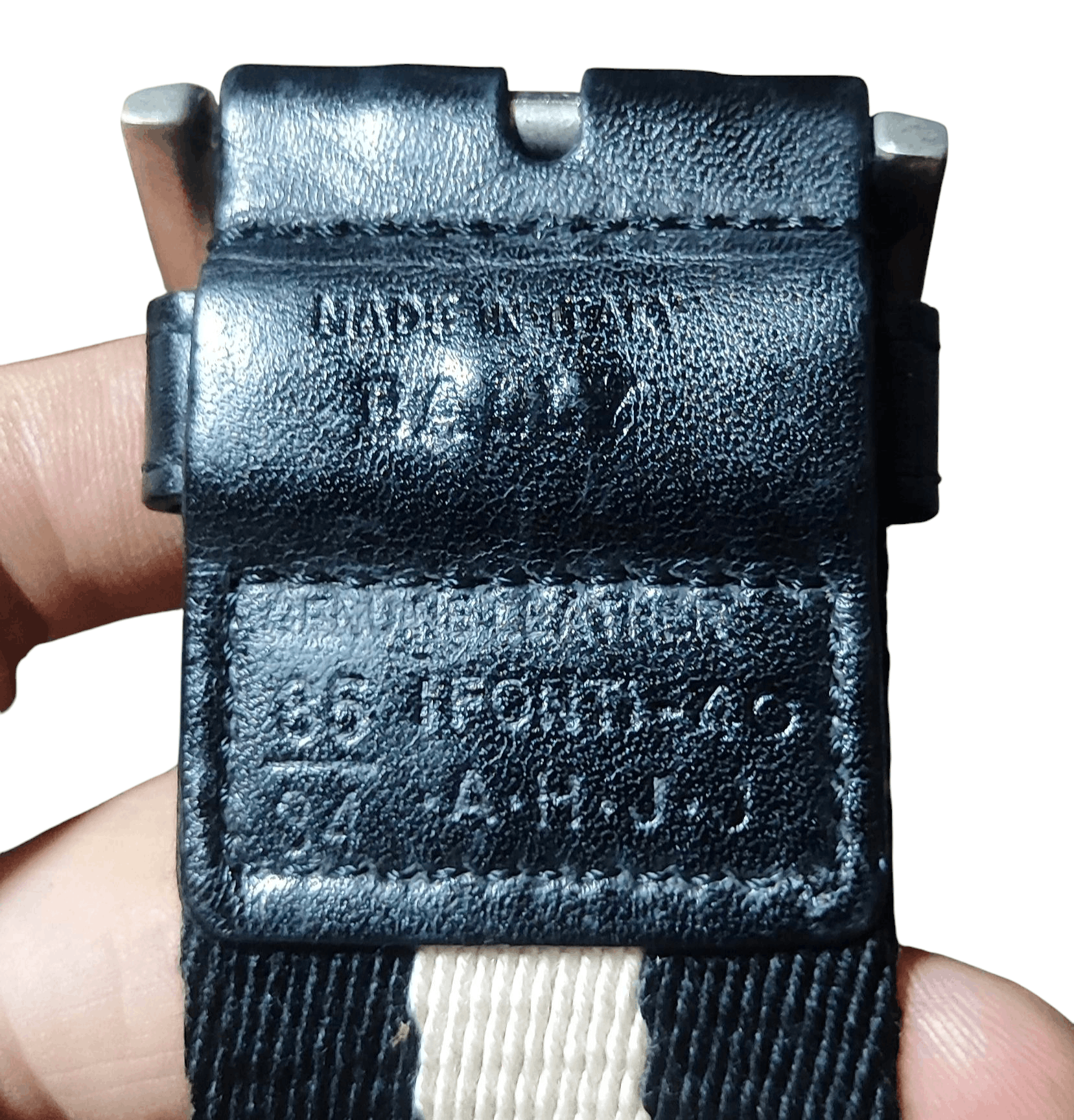 Bally Bally Canvas Belt White/ Black strip Made in Italy Size 40 - 7 Thumbnail