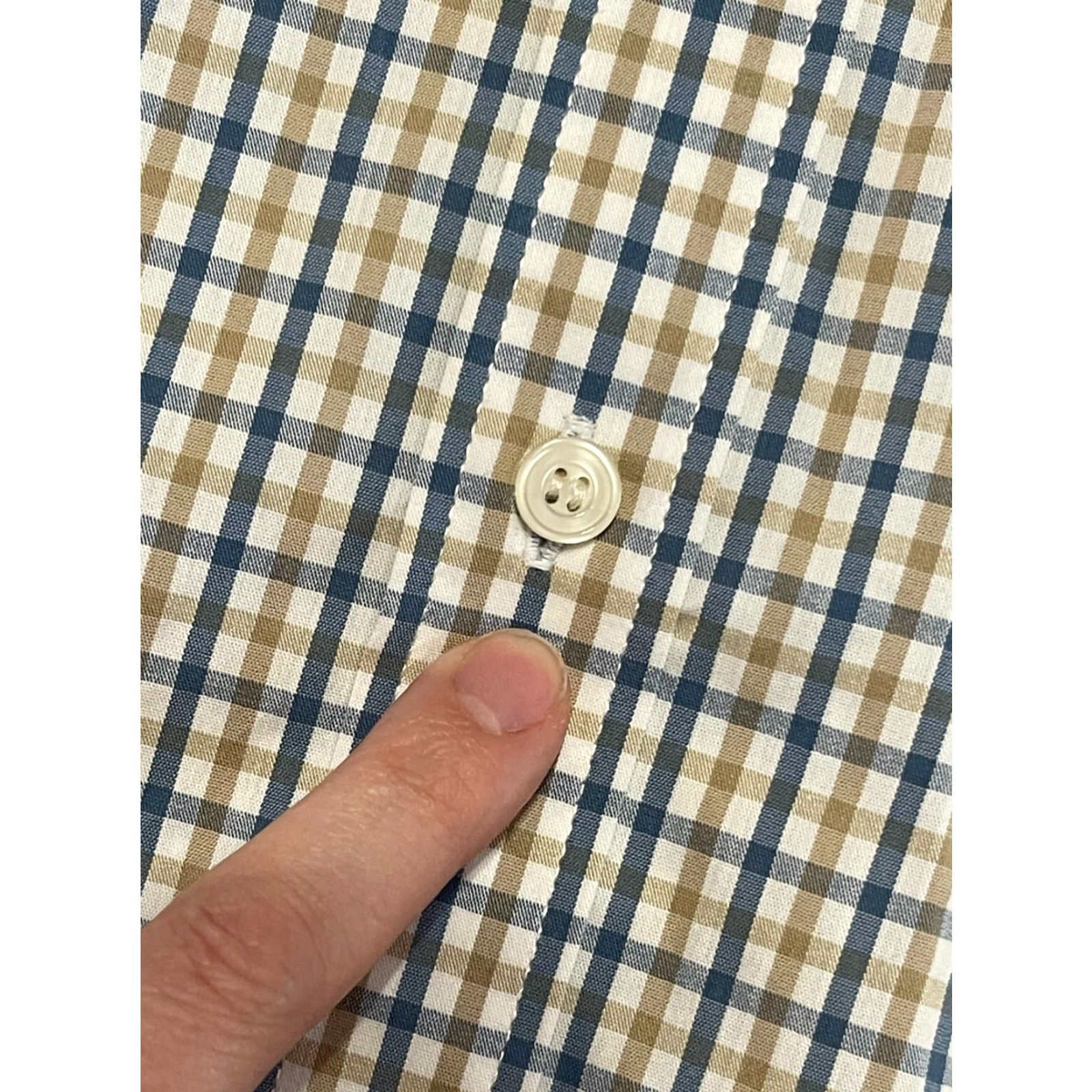 Dockers DOCKERS Shirt Men's Large Brown White Blue Check Button Up Long Sleeve Size US L / EU 52-54 / 3 - 6 Thumbnail