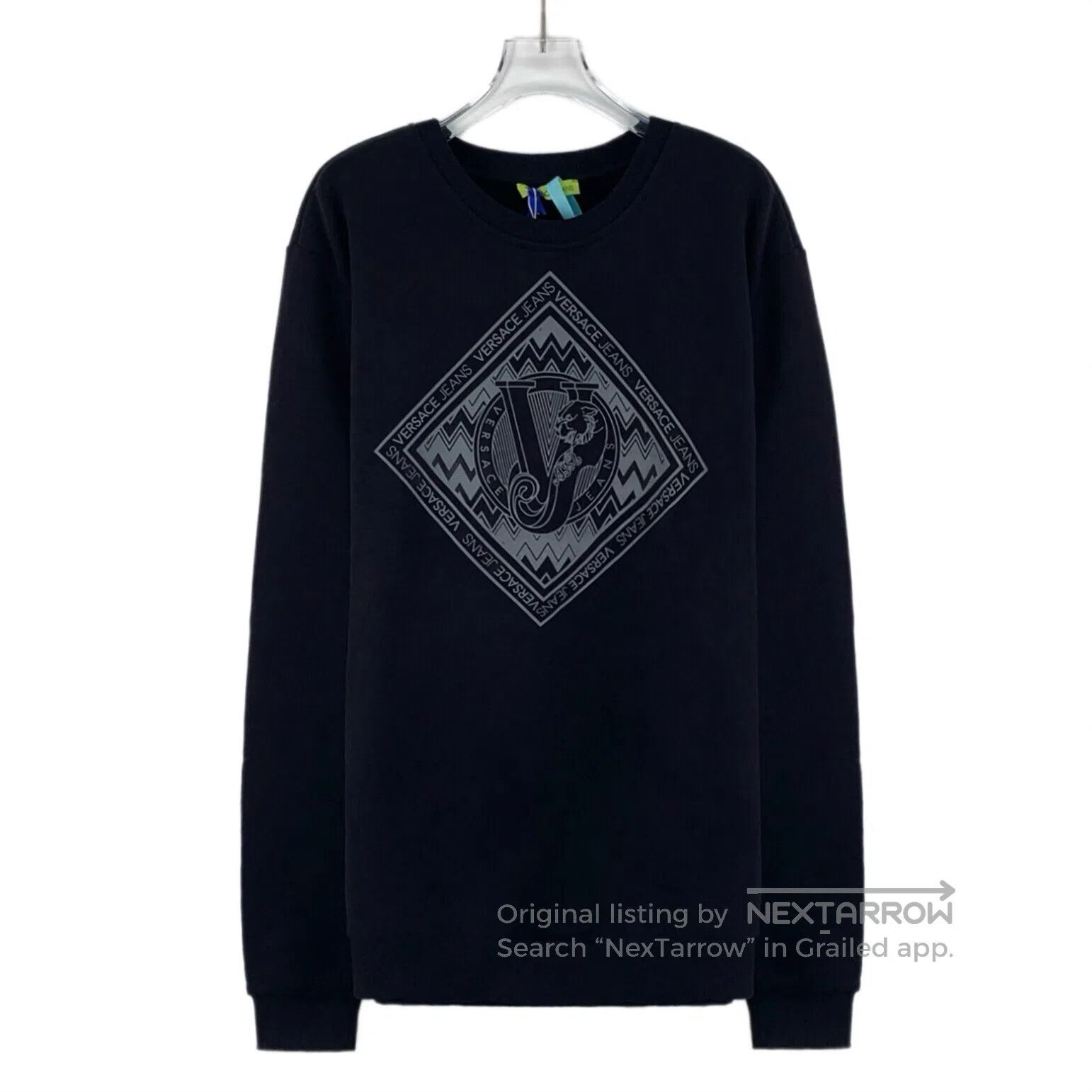 Versace Versace Black Logo Letter Pattern Print Cotton Round Neck Size US L / EU 52-54 / 3 - 1 Thumbnail