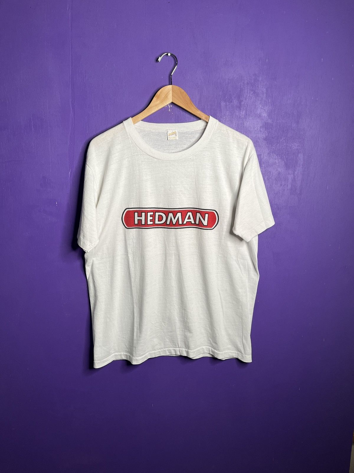 Vintage Vintage 70s Hedman simple logo t-shirt Size US L / EU 52-54 / 3 - 1 Thumbnail