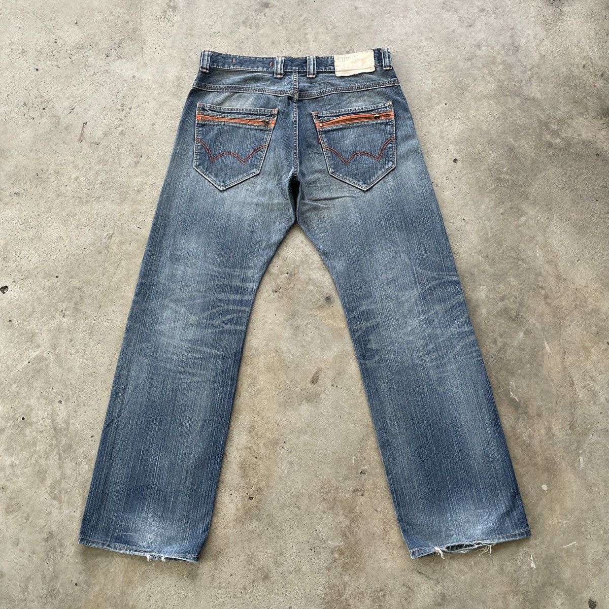 Edwin × Japanese Brand × Jean W35 Vintage Edwin XV-S Faded BAGGY Distressed Jeans Pants Size US 35 - 11 Thumbnail