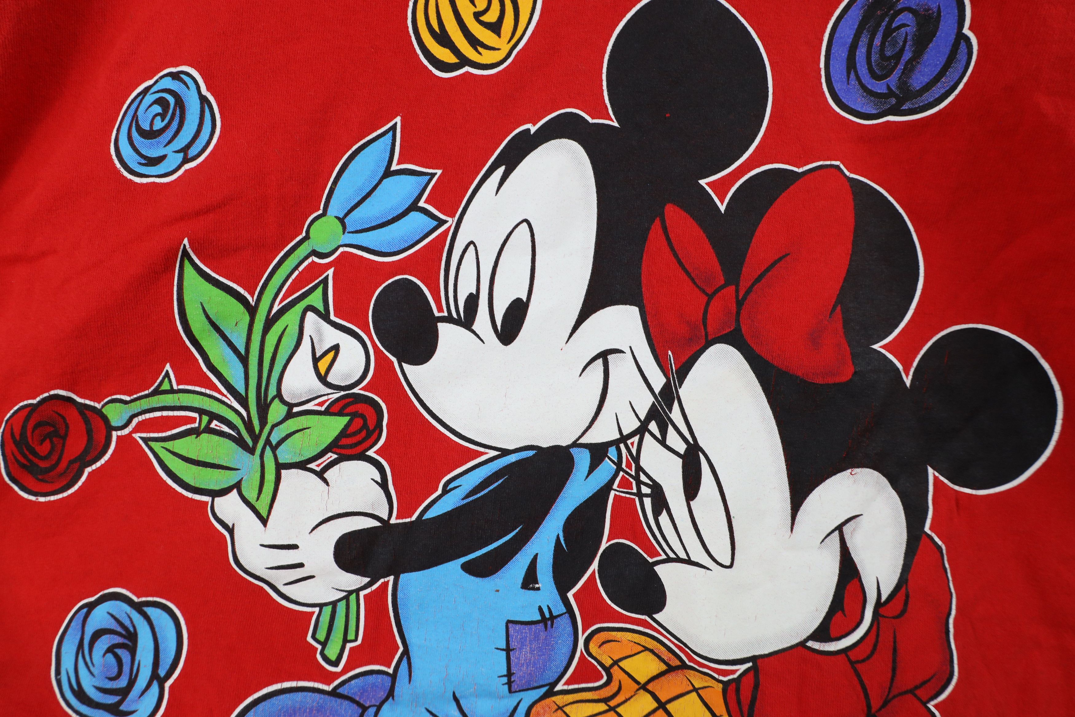 Disney × Vintage Vintage 90s Disney Mickey Minnie Mouse T-Shirt USA Red Size ONE SIZE - 5 Thumbnail