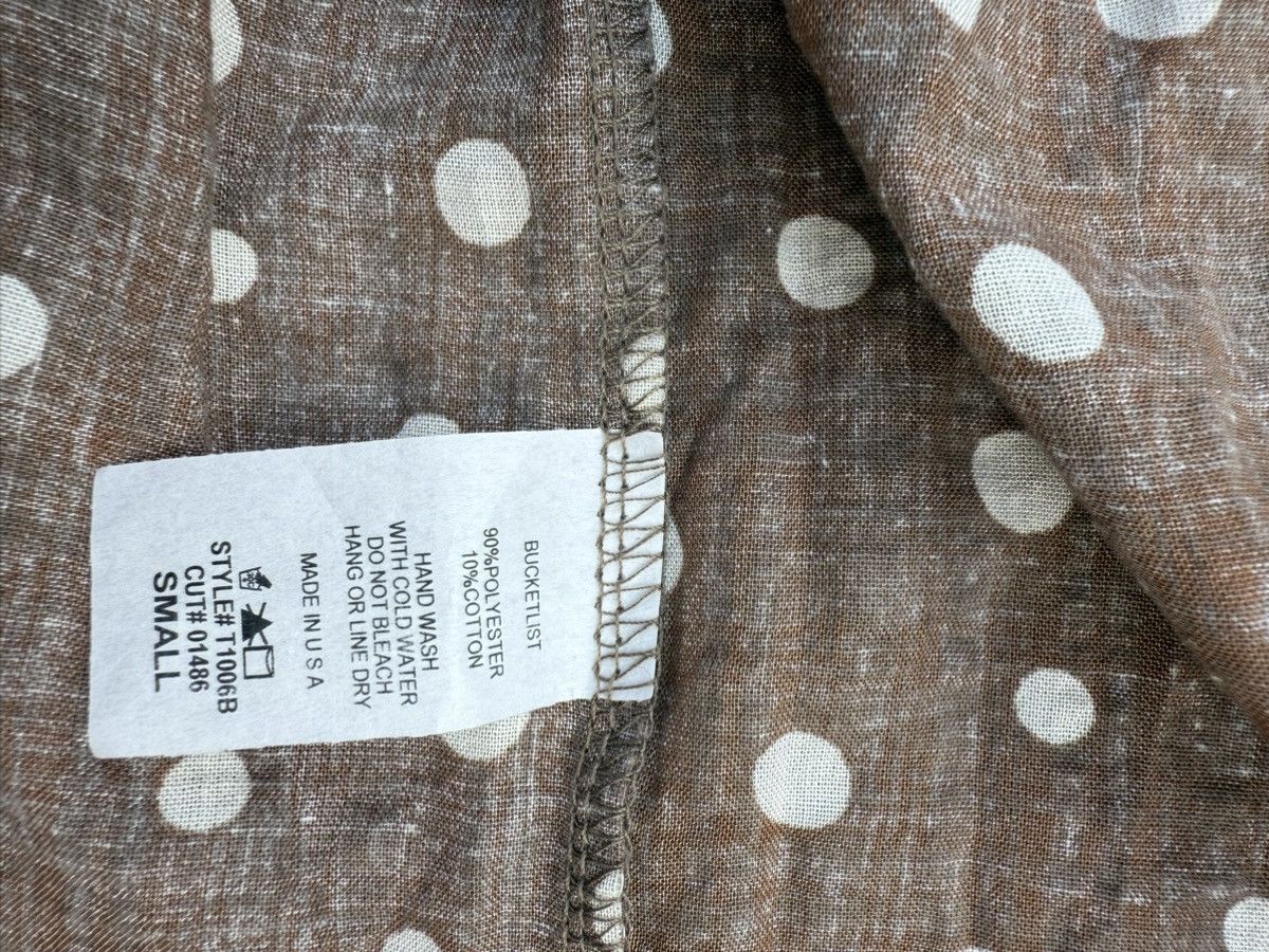 Other Bucket List Babydoll Long Sleeve Top Blouse Brown Polka Dots Size S / US 4 / IT 40 - 7 Thumbnail