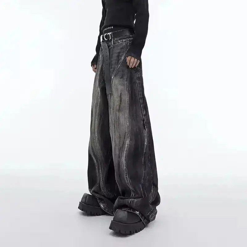 Japanese Brand Streetwear Design Washed Loose Wide Leg Pants Jeans Size US 32 / EU 48 - 3 Thumbnail