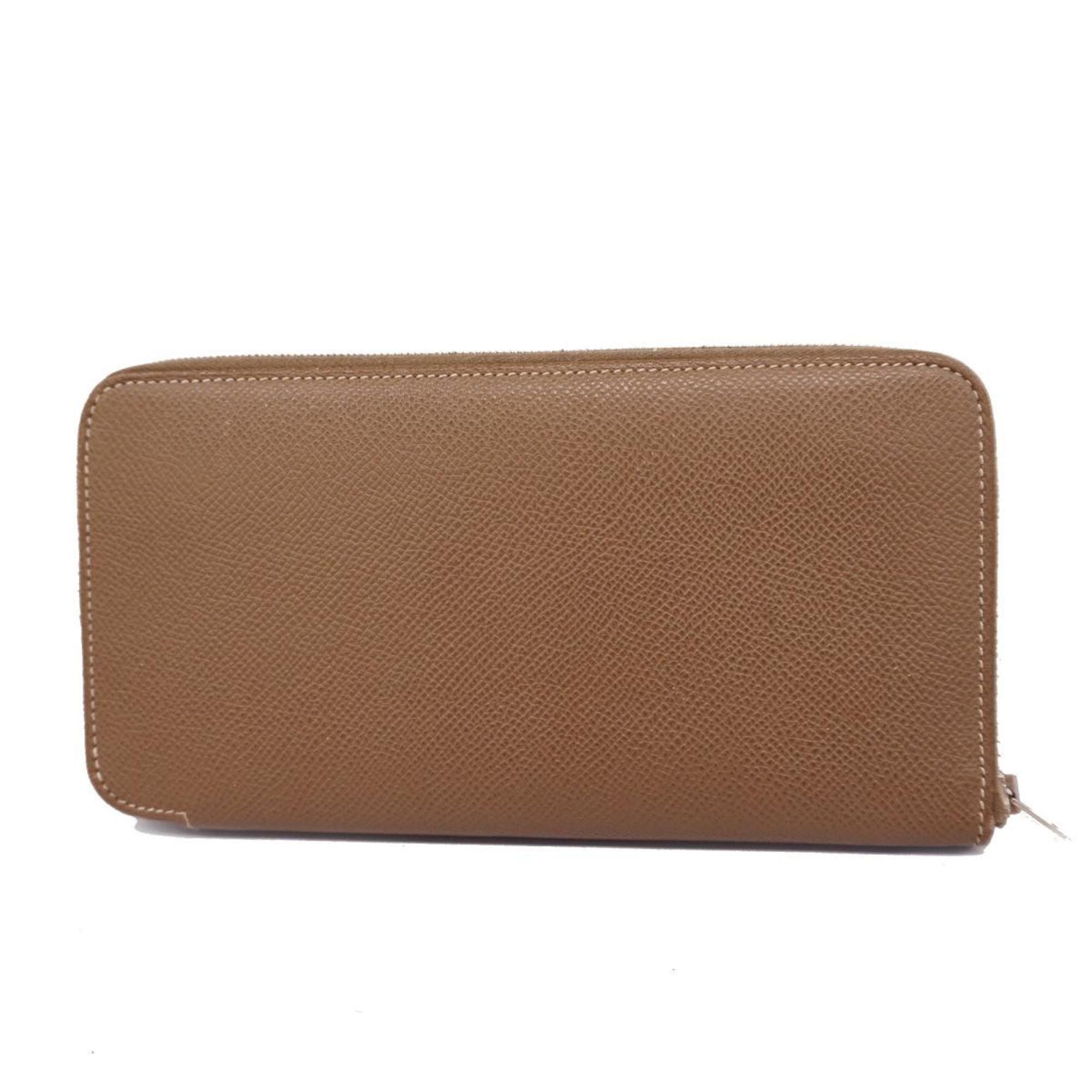 image of Hermes Long Wallet Azap Silk X Stamp Veau Epsom Etoupe Women's in Grey