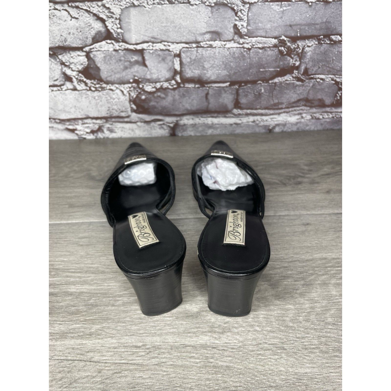 Brighton Brighton Black Leather Croc Embossed Mules Slides Sandals Wo Size US 9.5 / IT 39.5 - 16 Thumbnail