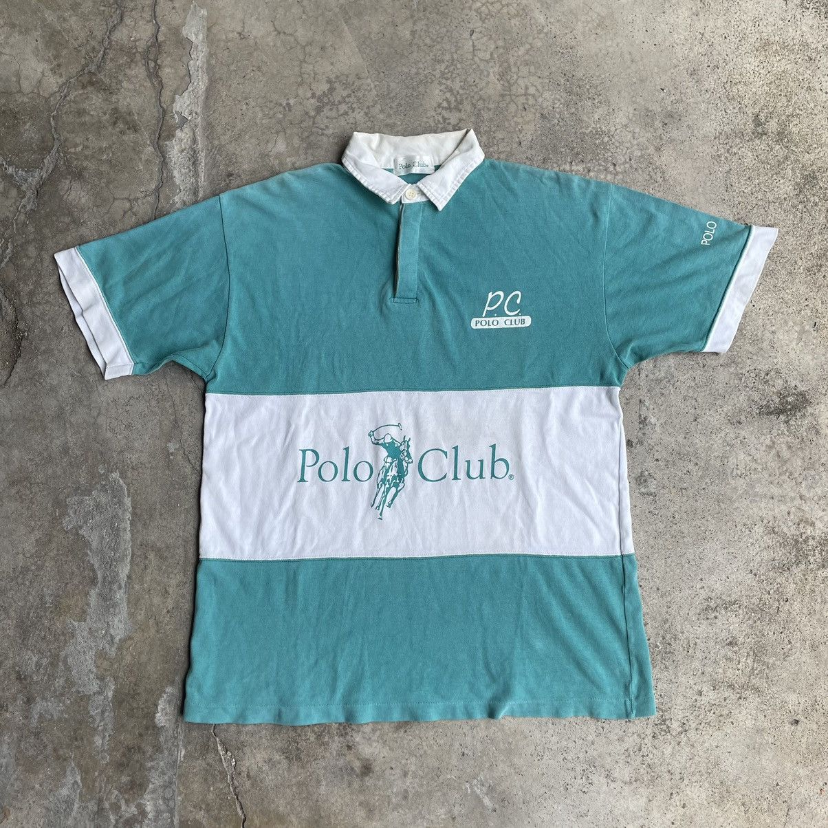 Polo Ralph Lauren × Vintage 🔥Rare🔥Vintage Polo Club Big Logo Spellout Rugby Polo Shirts Size US L / EU 52-54 / 3 - 1 Thumbnail