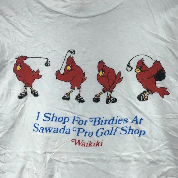 Vintage Vtg 90’ WAIKIKI BIRDIE GOLF Cartoon Sawada Shop Tee Shirt Size US S / EU 44-46 / 1 - 4 Thumbnail