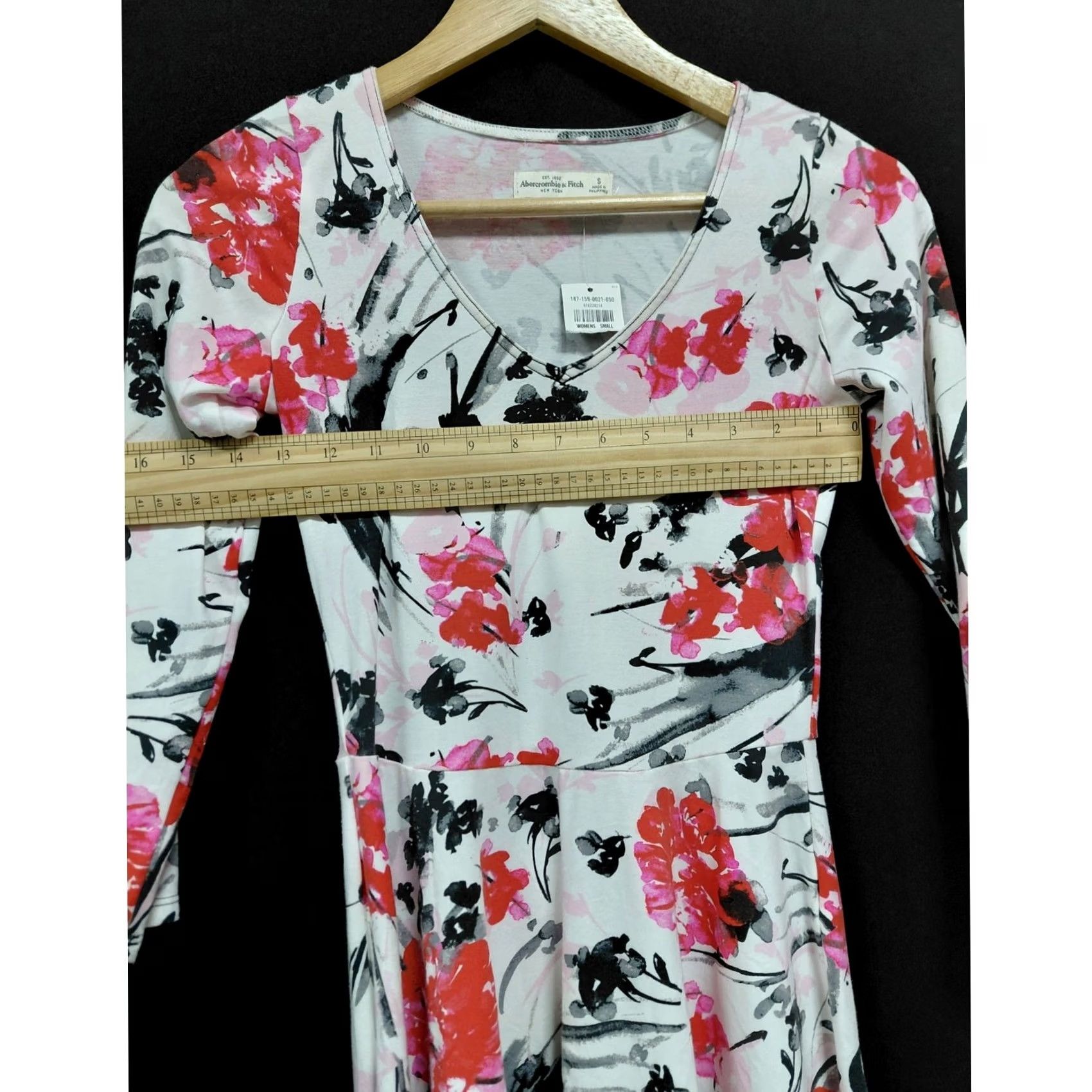 Abercrombie & Fitch Abercrombie & Fitch Floral Dress White Pink Long Sleeve Scoop Neck S Women A-Line Short Dress Size S / US 4 / IT 40 - 6 Thumbnail