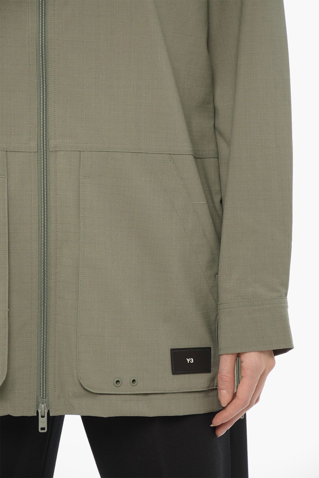 Y-3 × Yohji Yamamoto og1mm0824 Rip Stop Checked Windbreaker Jacket in Green Size S / US 4 / IT 40 - 4 Thumbnail