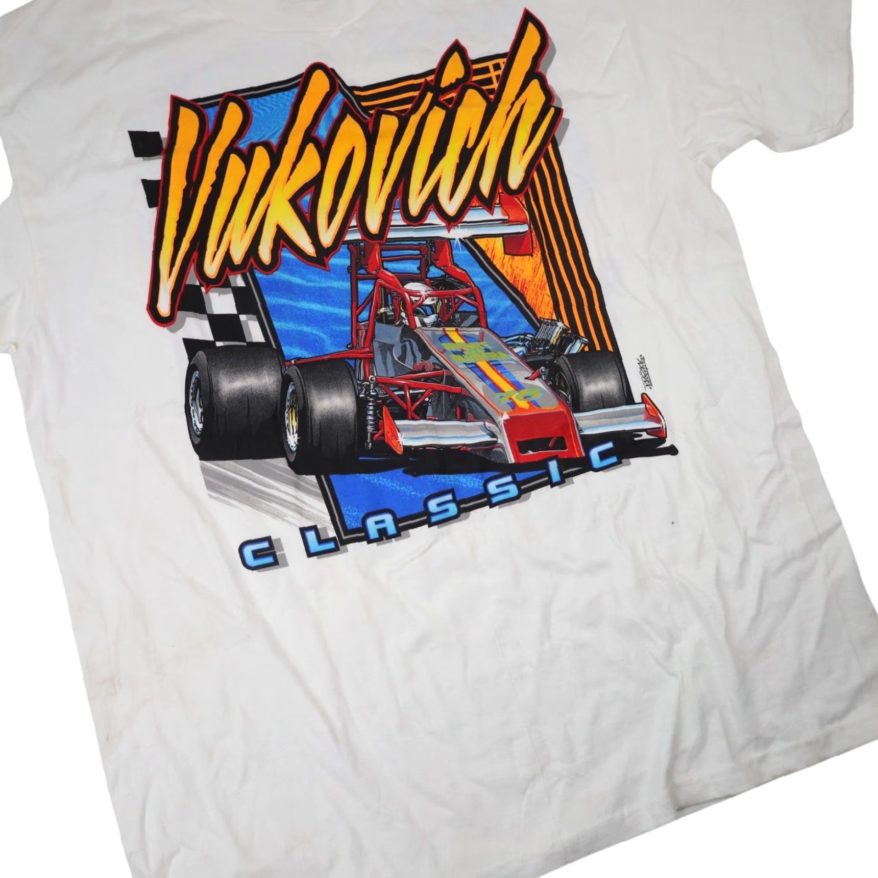 Vintage VINTAGE Vukovich Classic Sprint Car Racing Graphic Shirt Men L White Graphics Sprint Car 8+/10 Size US L / EU 52-54 / 3 - 3 Thumbnail