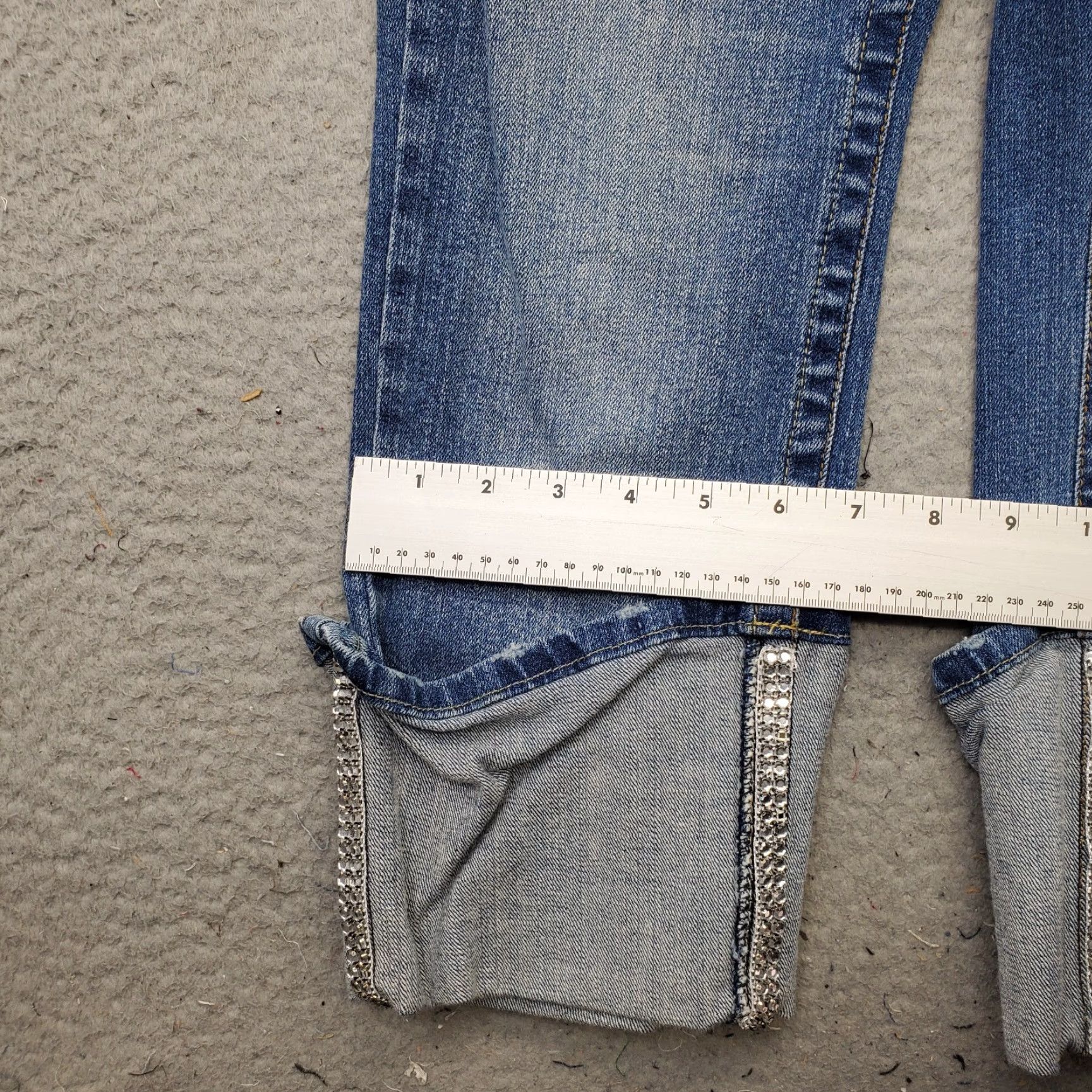 Vintage Bisou Bisou Jeans Women 8 Blue Denim Stretch Medium Wash Ankle Cuff Straight Leg, Womens Size 8, 5-Pocket, Regular Fit, Blue, Denim Jeans Size 30" / US 8 / IT 44 - 5 Thumbnail