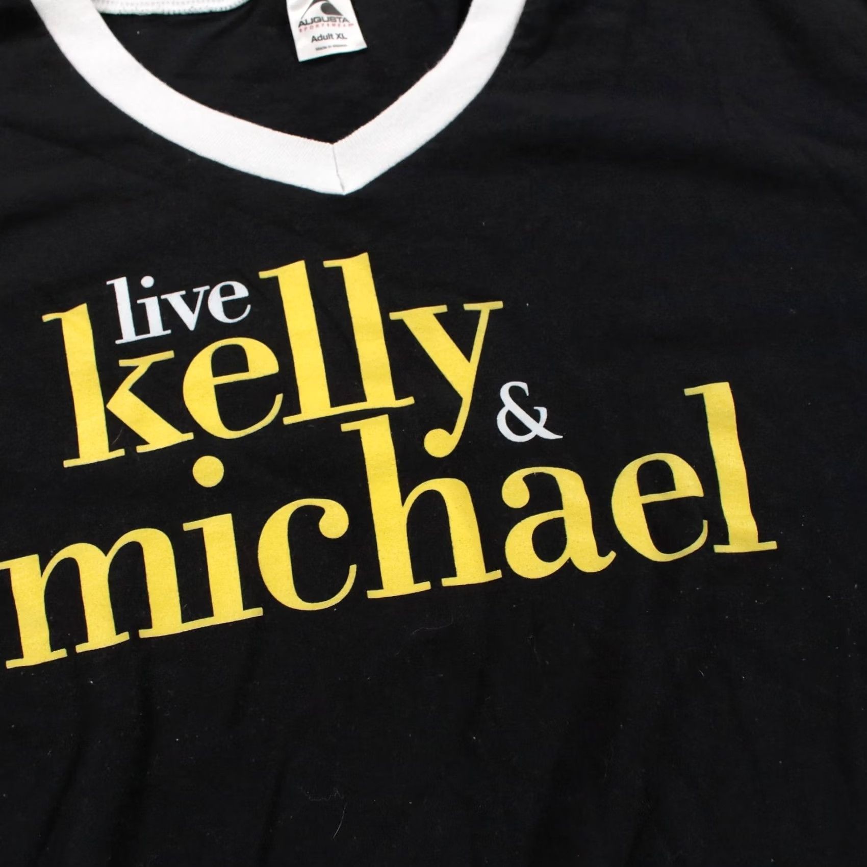 Augusta Sportswear Live with Kelly & Michael v neck ringer t-shirt XL ripa strahan tv talk show abc Size US XL / EU 56 / 4 - 3 Thumbnail