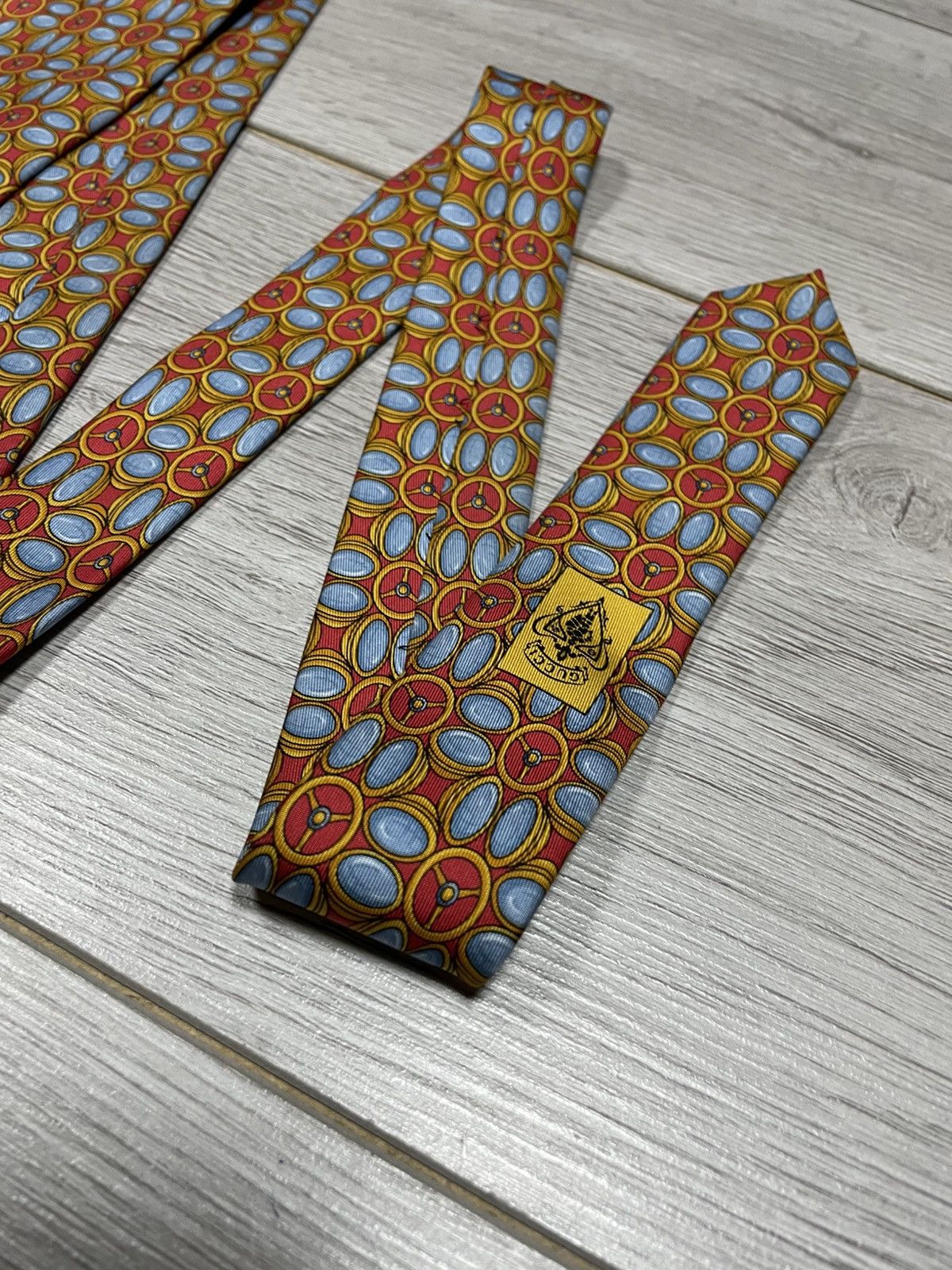 Hermes Gucci over print silk tie Italy Size ONE SIZE - 3 Thumbnail