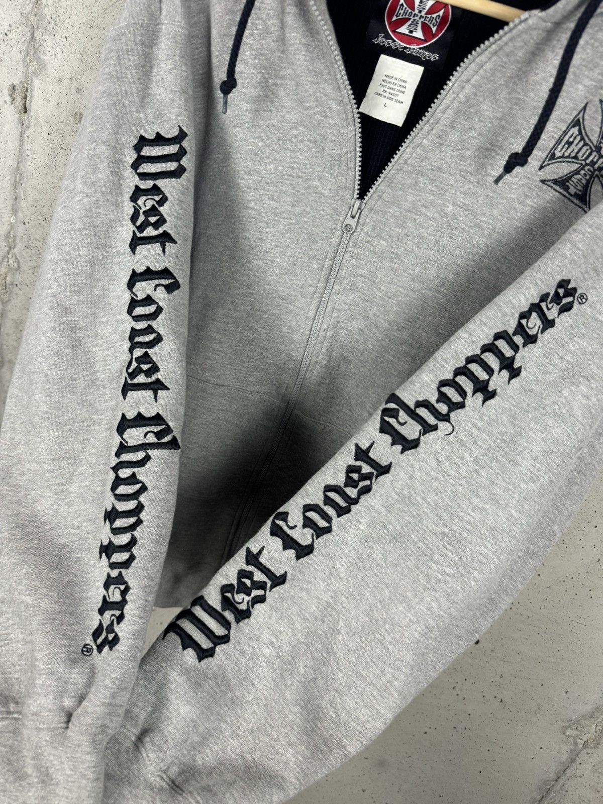 Vintage × West Coast Choppers Vintage West Coast Choppers Thermal Embroidered Zip Hoodie Size US L / EU 52-54 / 3 - 7 Thumbnail
