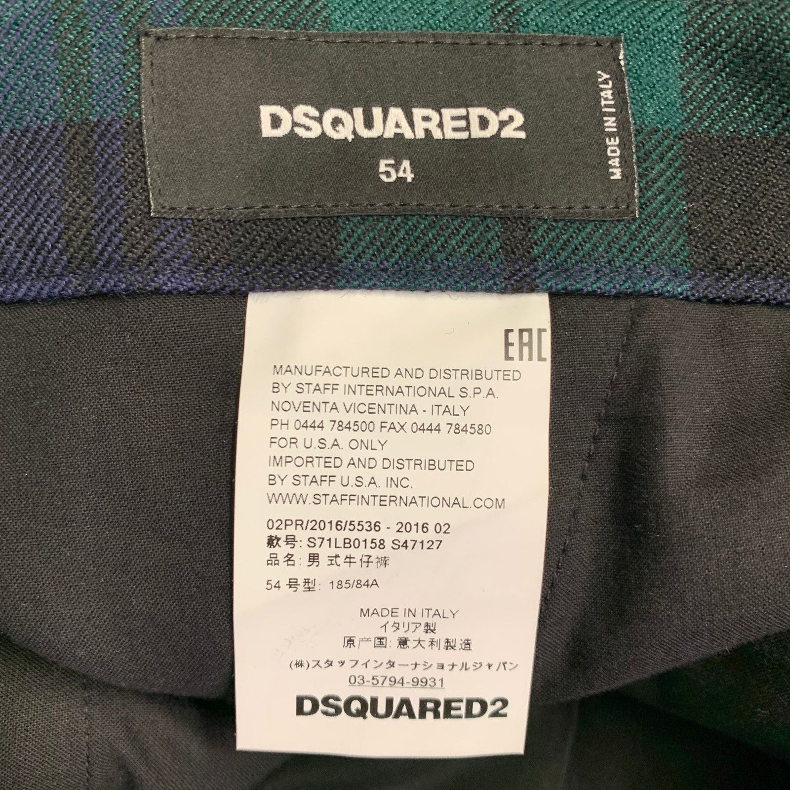 Dsquared2 Green Navy Black Blackwatch Plaid Wool Bondage Casual Pants Size US 38 / EU 54 - 7 Thumbnail