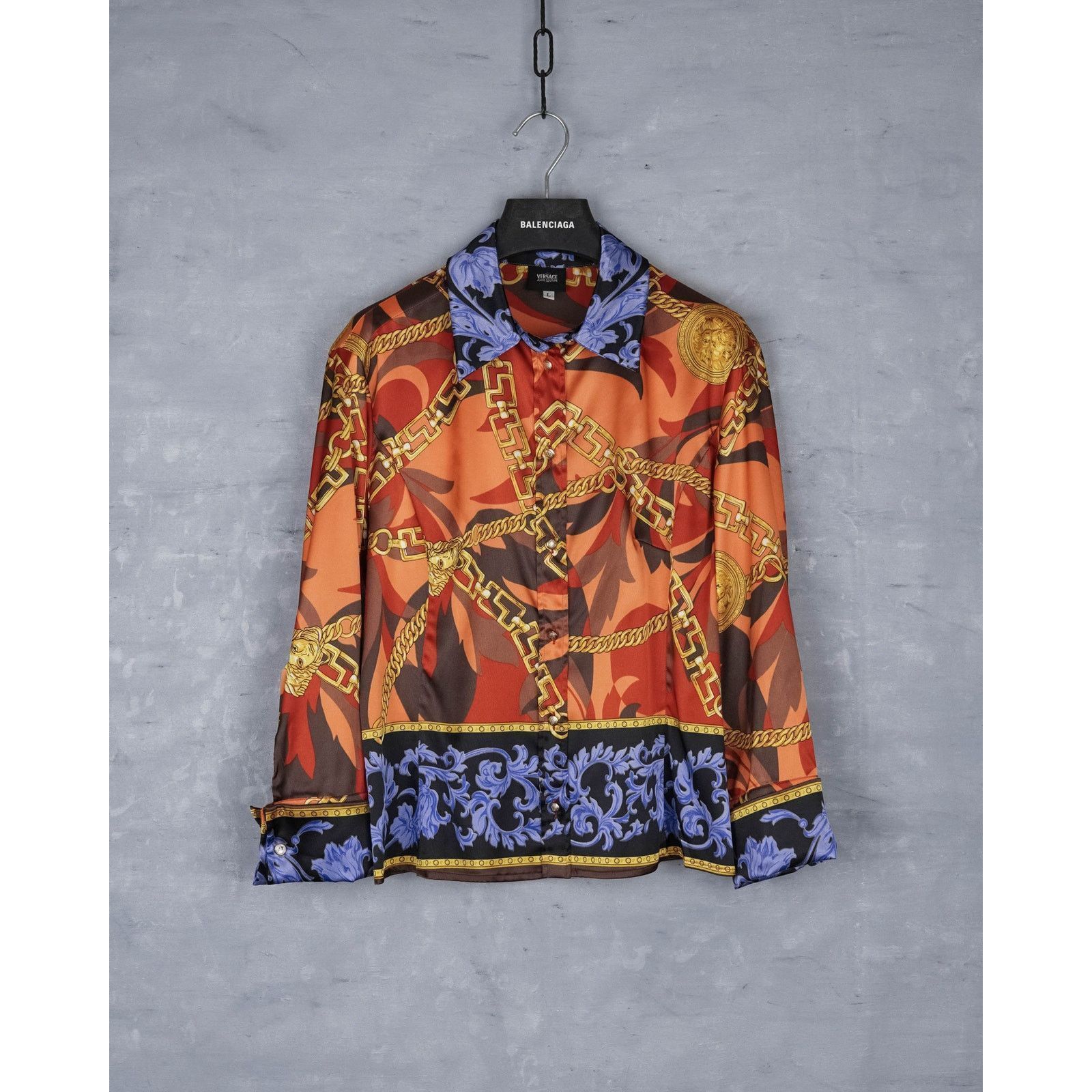 Versace Jeans Couture Versace jeans couture multicolor baroque chain print shirt Size L / US 10 / IT 46 - 1 Thumbnail