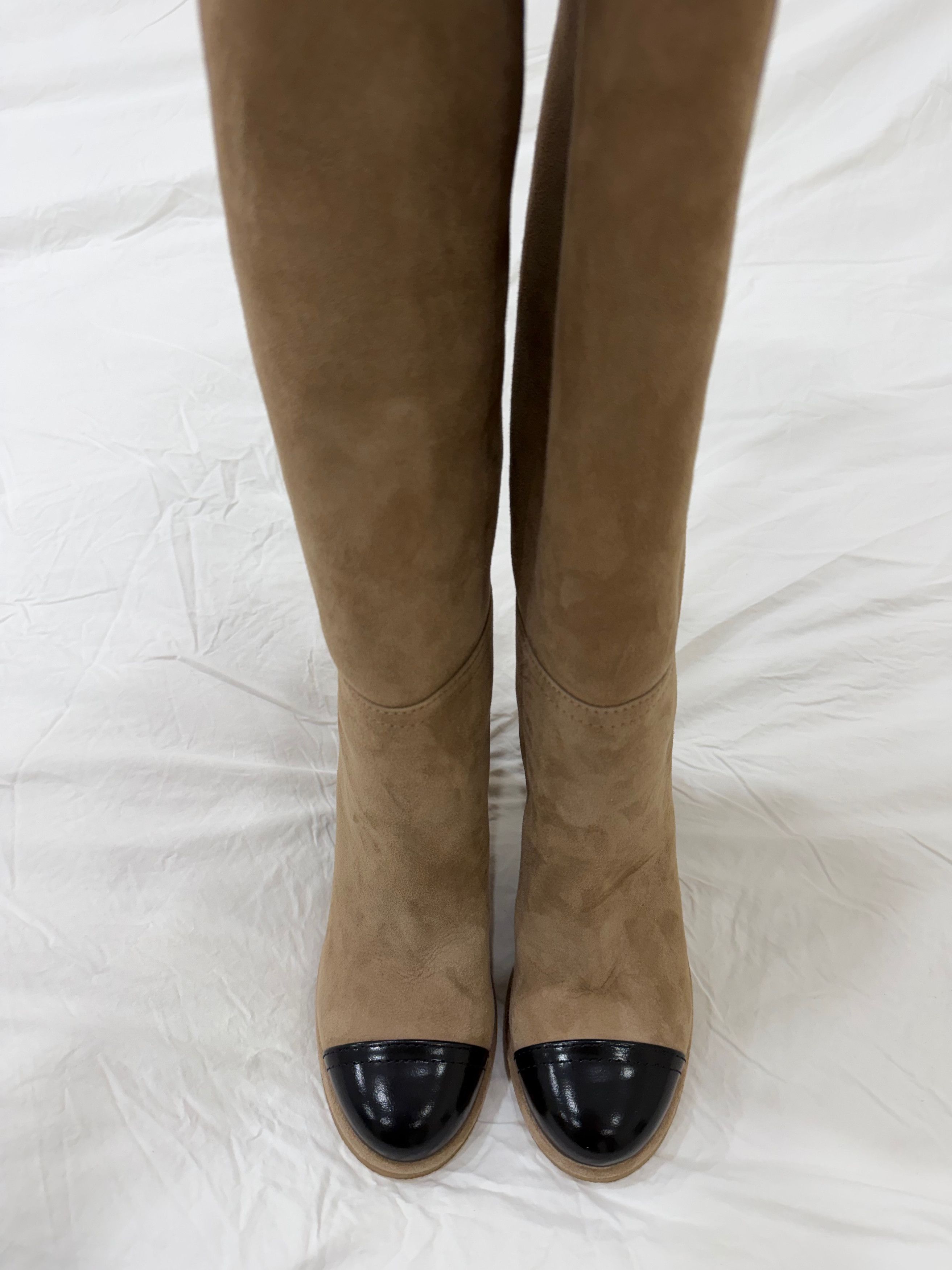 Chanel 24K Suede Shearling Fur Thigh High OTK Block Heel Boots 37 Size US 7 / IT 37 - 17 Thumbnail