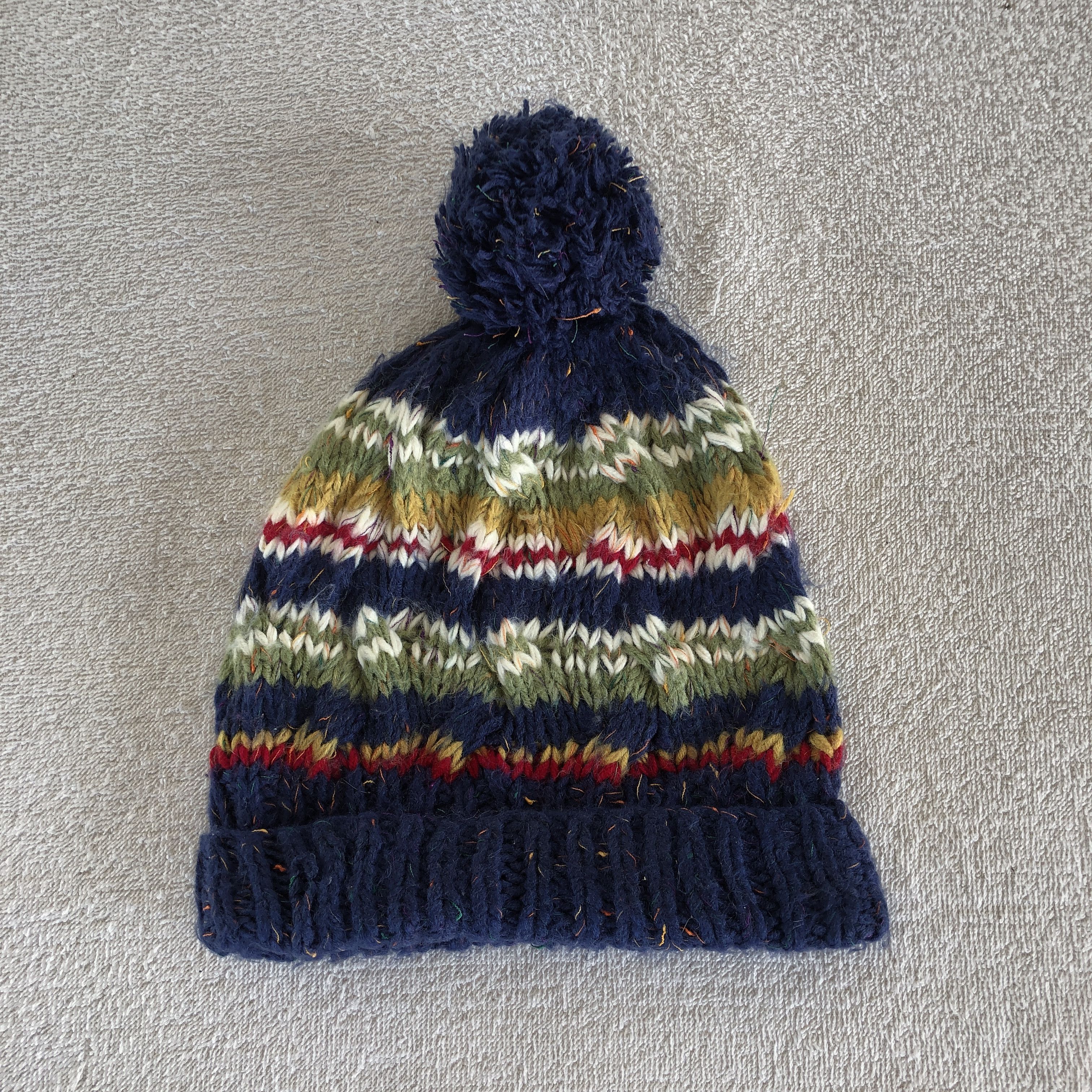 Japanese Brand Vintage 90s Slouchy Knit Beanie Pom Pom Snow Caps Hats Size ONE SIZE - 5 Thumbnail
