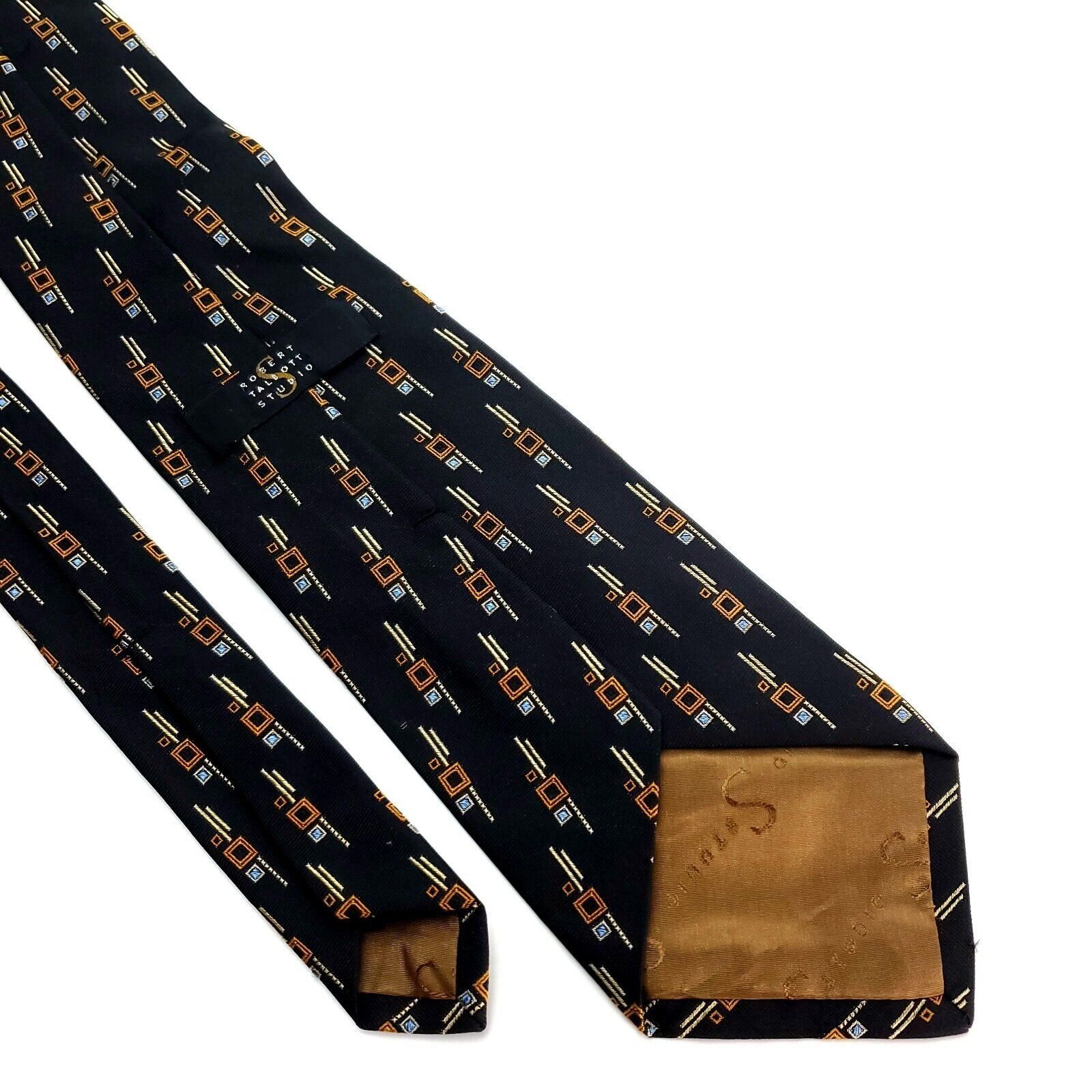 Robert Talbott Robert Talbott Silk Tie Woven Charcoal Brown Wide Geometric Size ONE SIZE - 5 Thumbnail