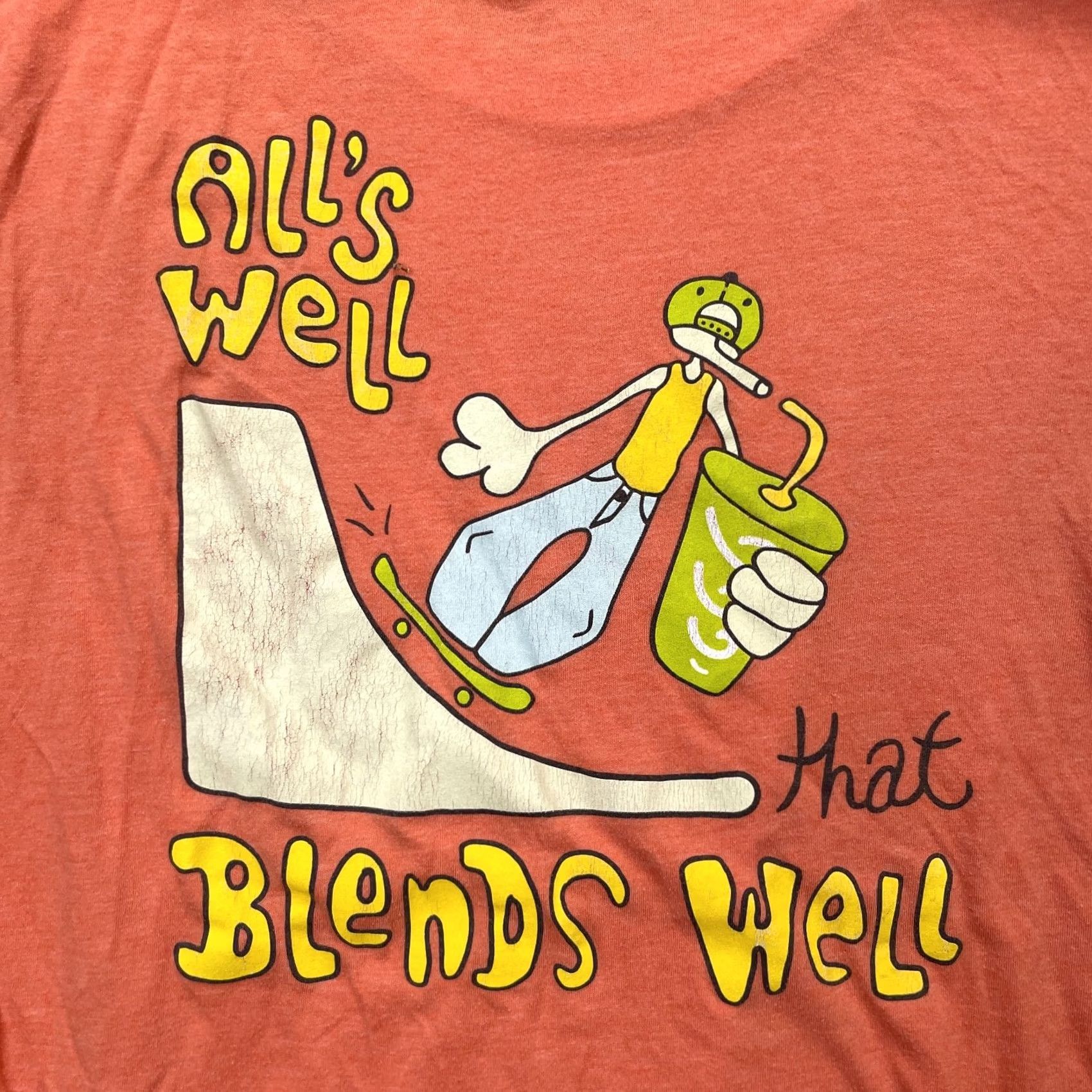 Vintage Jamba Juice Shirt Womens Small Orange All Well That Blends Well Skateboard Print Shirt Size S / US 4 / IT 40 - 3 Thumbnail