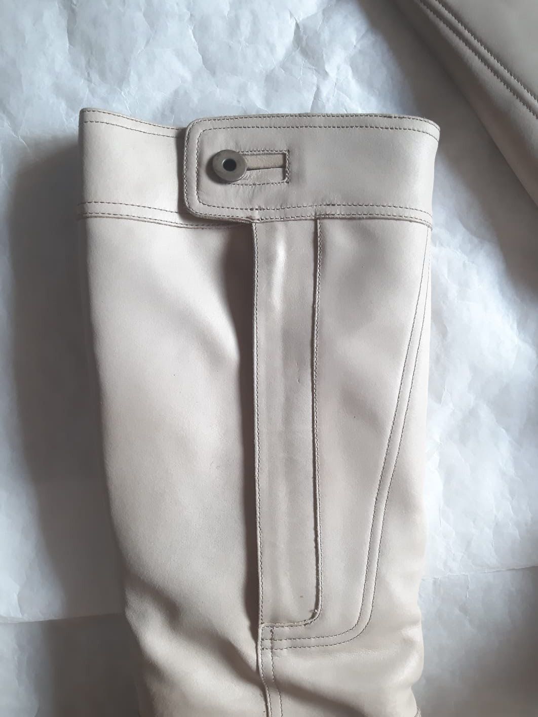 Miu Miu MiuMiu FW 2002 Vintage Beige Zip-fly Leather Cowboy Boots Size US 10 / IT 40 - 3 Thumbnail