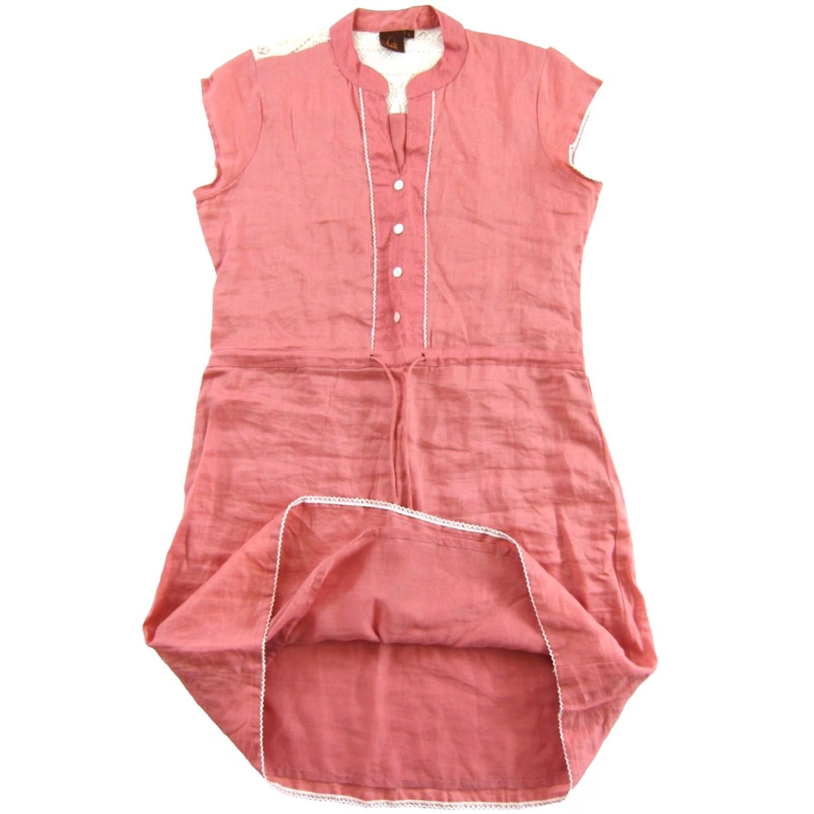 Vintage Gili Dress Cap Sleeve V-Neck Sheath Linen 100% Pink Large - Womens Size L / US 10 / IT 46 - 5 Thumbnail