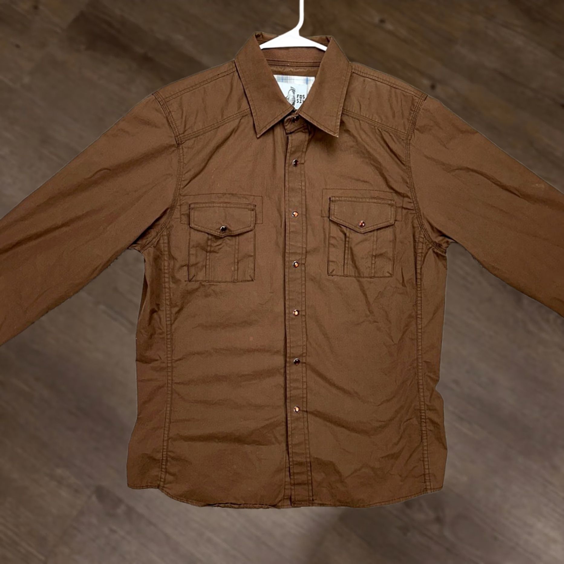 Fossil Fossil Pearl Snap Western Shirt Men XL Brown Button-Up Flap Pockets Casual Vintage (Pre-Owned) Size US XL / EU 56 / 4 - 1 Thumbnail