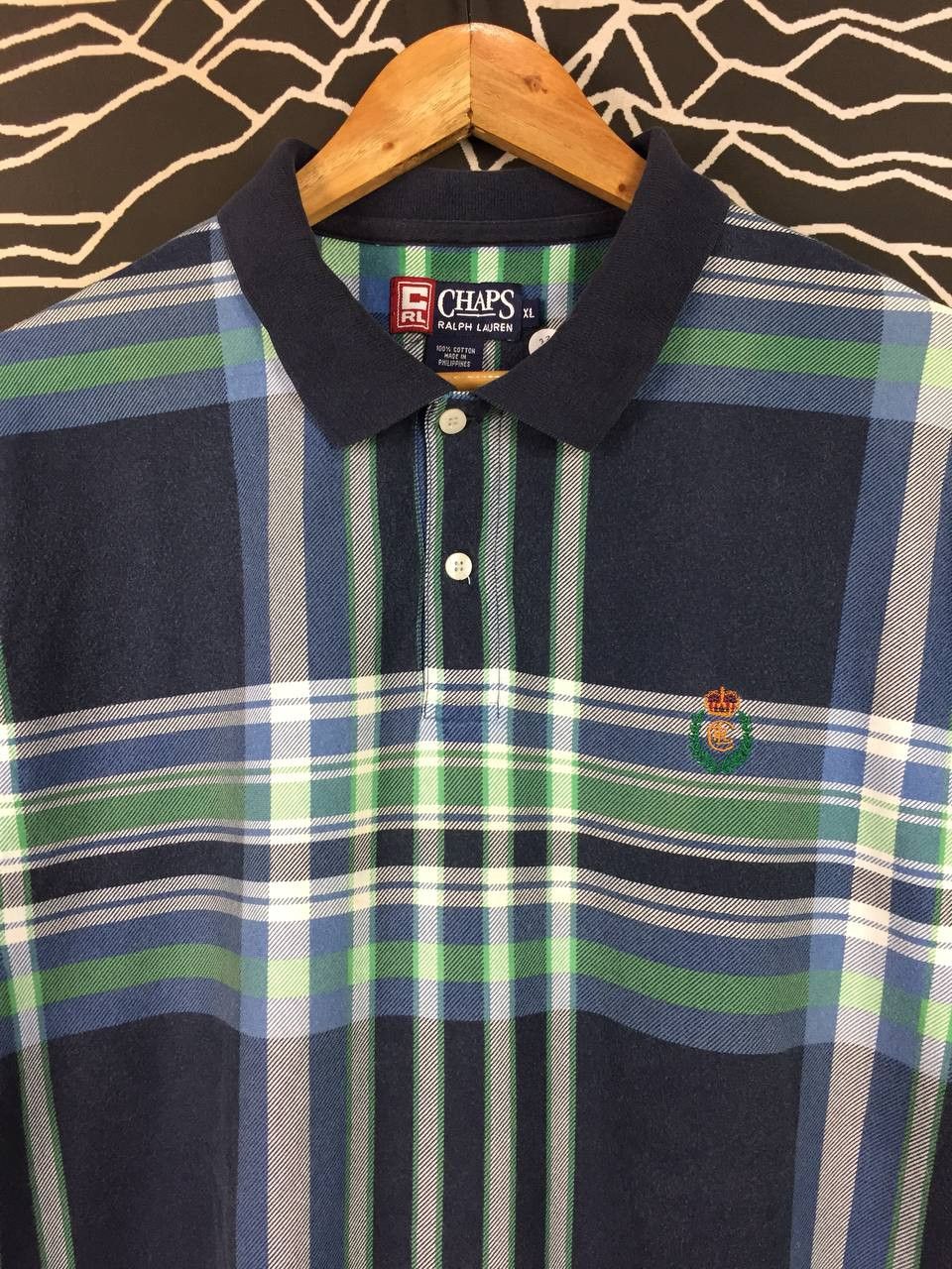 Chaps Ralph Lauren Vtg Chaps Ralph Lauren Crest Logo Plaid Polo Shirt Size US XL / EU 56 / 4 - 3 Thumbnail