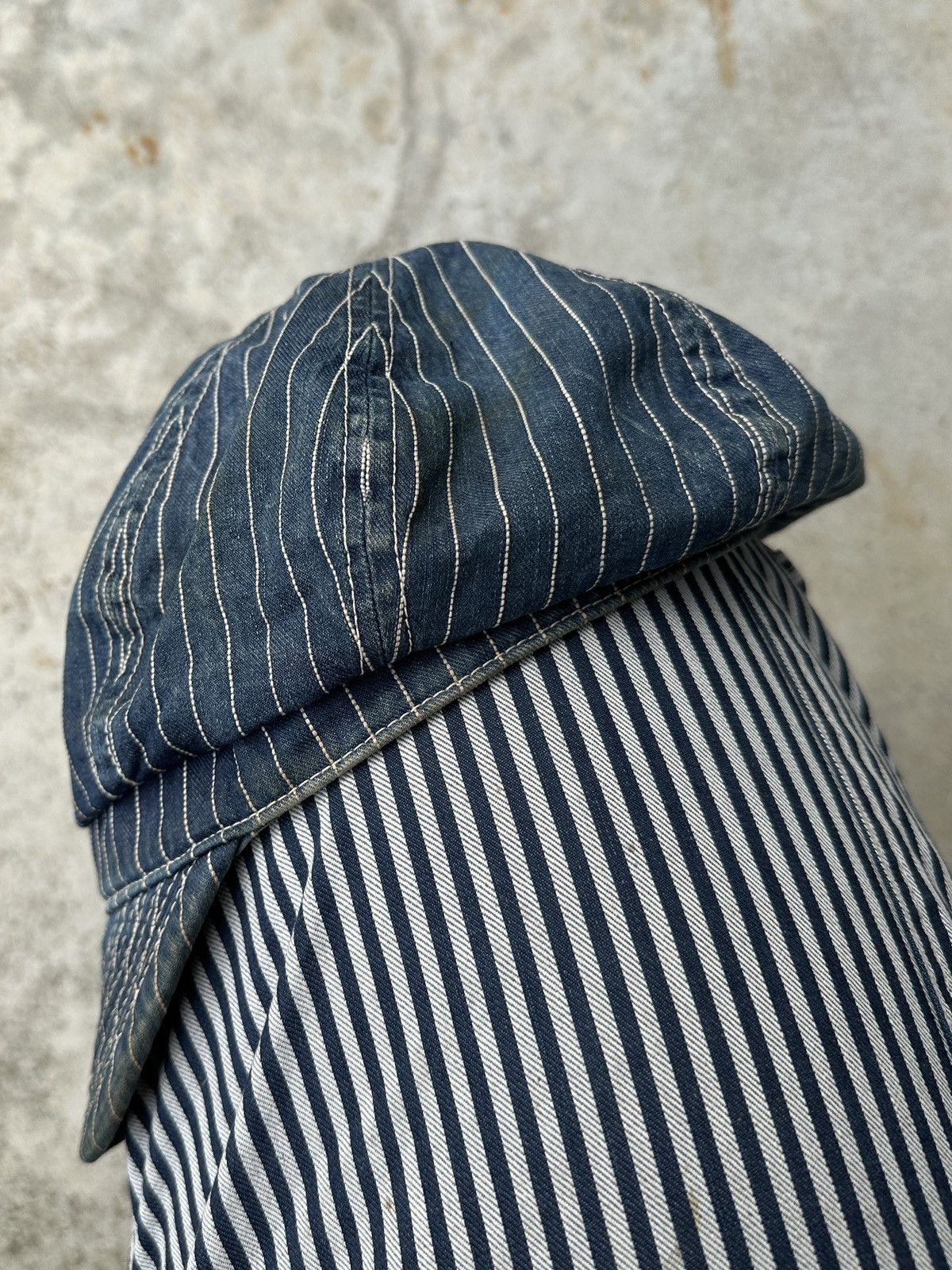 Japanese Brand Pinstripe soft brim newsboy conductor mechanic kountry cap Size ONE SIZE - 5 Thumbnail