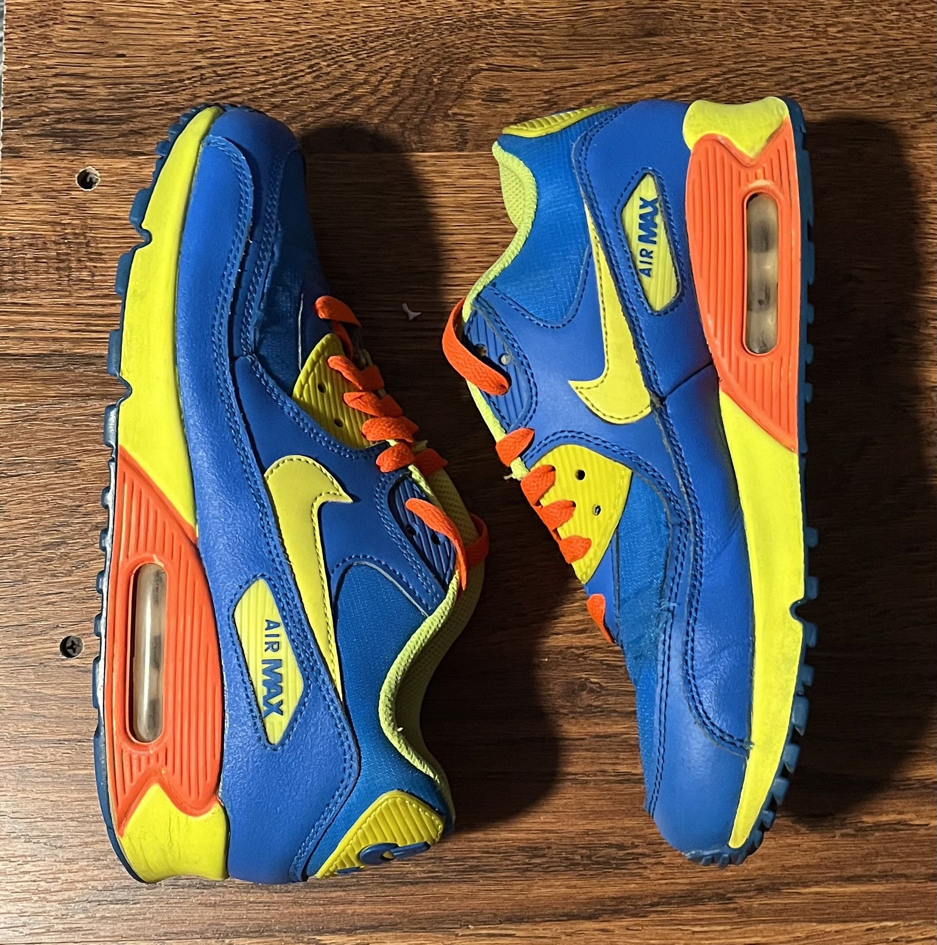 Nike Nike Air Max 90 Blue Yellow Orange Sneakers Size US 6.5 / EU 39-40 - 2 Thumbnail