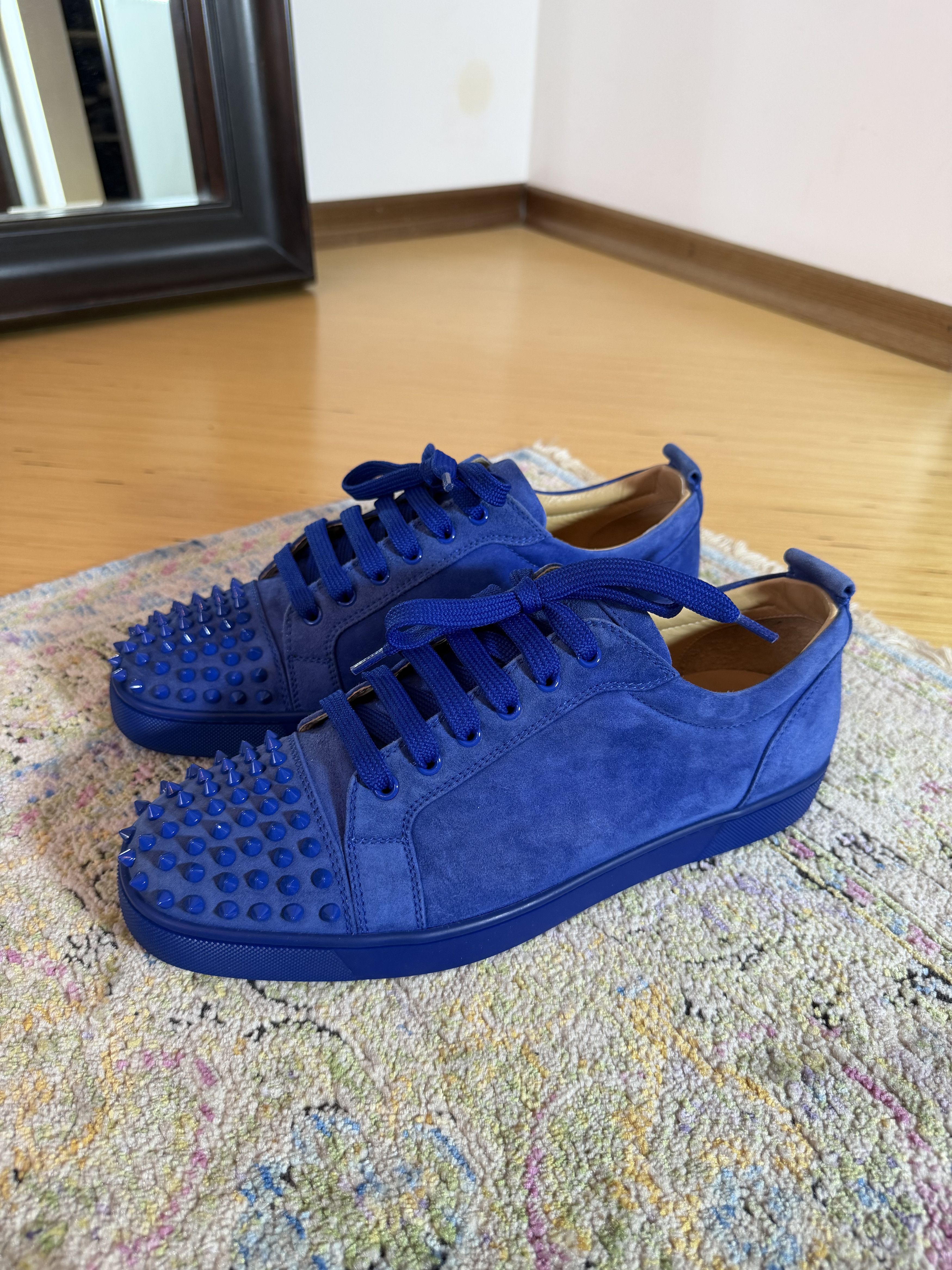 Christian Louboutin Christian Louboutin Blue Suede Louis Junior Spikes Sneakers Size US 12 / EU 45 - 2 Thumbnail
