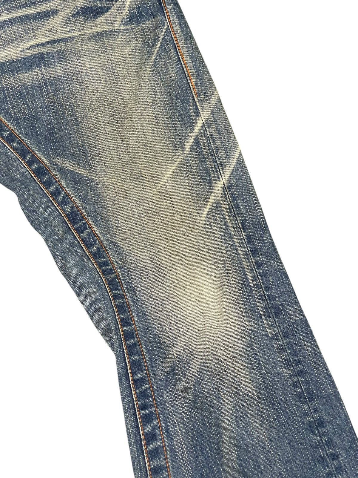 Japanese Brand Flare Jeans Blue Way Faded Distress Low Rise Boot Cut 1🟦2 Size US 32 / EU 48 - 7 Thumbnail
