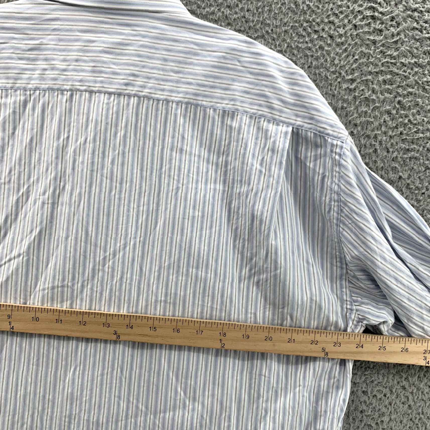 Canali Canali Dress Shirt Blue Striped 42/16.5 ShirtMens Classic Button-Down Collared 90s Preppy Made in Italy Size 46R - 5 Thumbnail