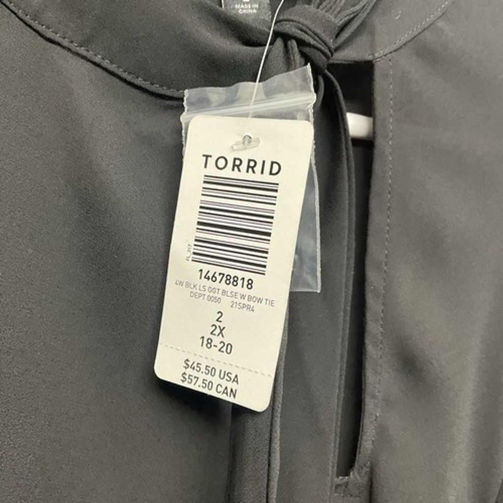 Torrid NWT Torrid Black Keyhole Tie Neck Long Sleeve Blouse Women 2 Size XS / US 0-2 / IT 36-38 - 4 Thumbnail