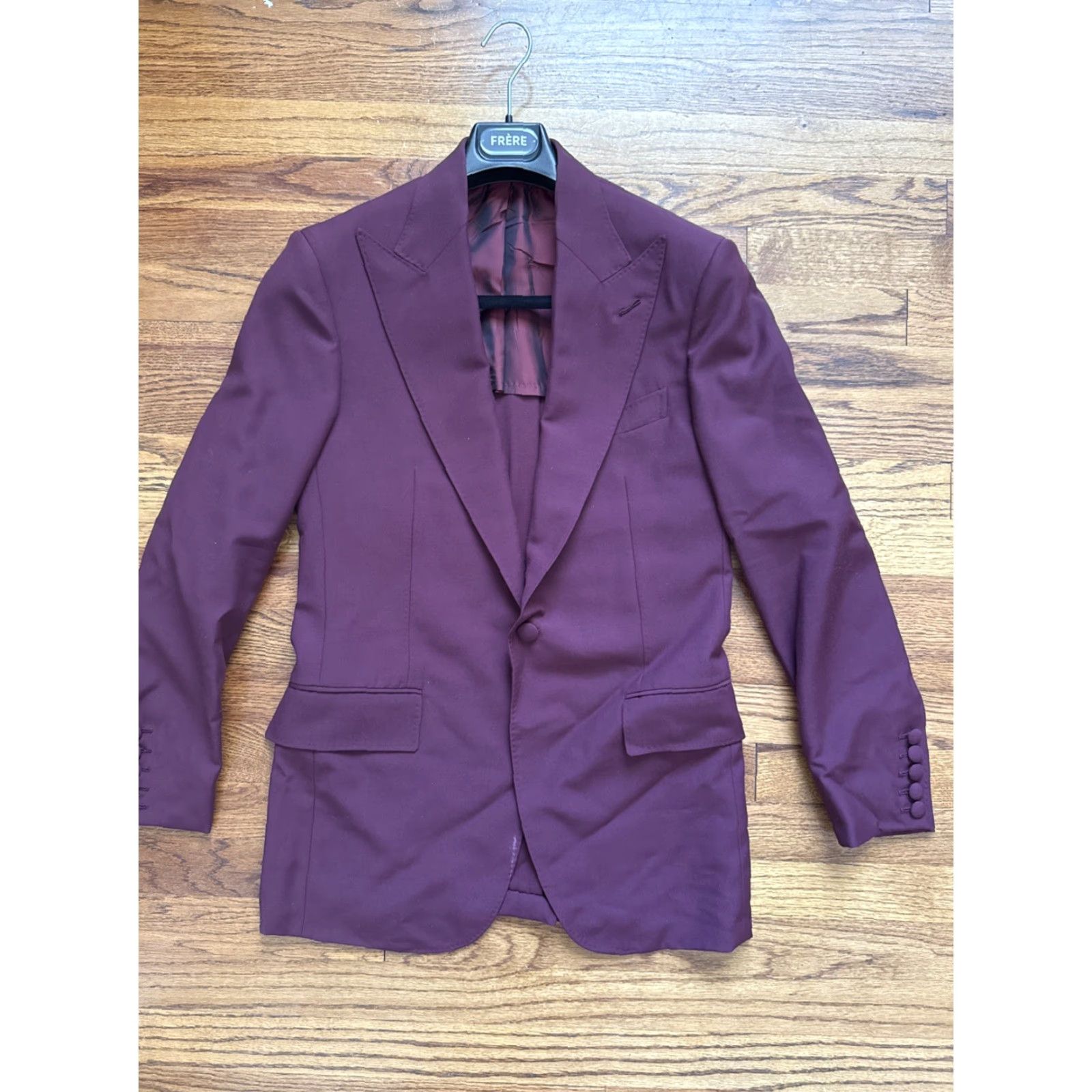 MooRER FRERE MENS SAGE MOORE SOLID WOOL SILK SUIT 2 PIECE SIZE 40 US 50IT Cherry Wool Lining Pre-owned Mens Size 40R - 4 Thumbnail