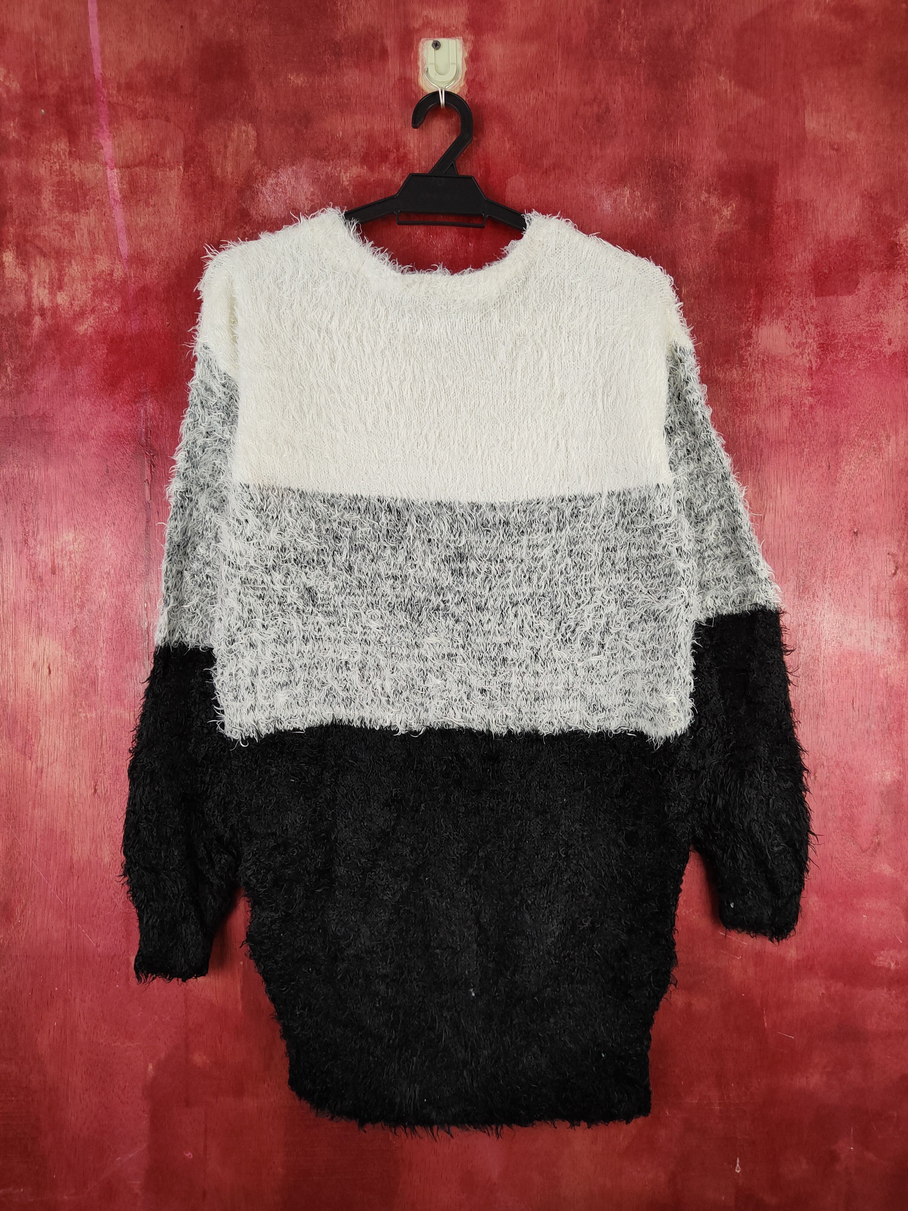 Homespun Knitwear × Japanese Brand Sureve Black White Shag Shaggy Fur Mohair Knitwear #S2024 Size L / US 10 / IT 46 - 7 Thumbnail
