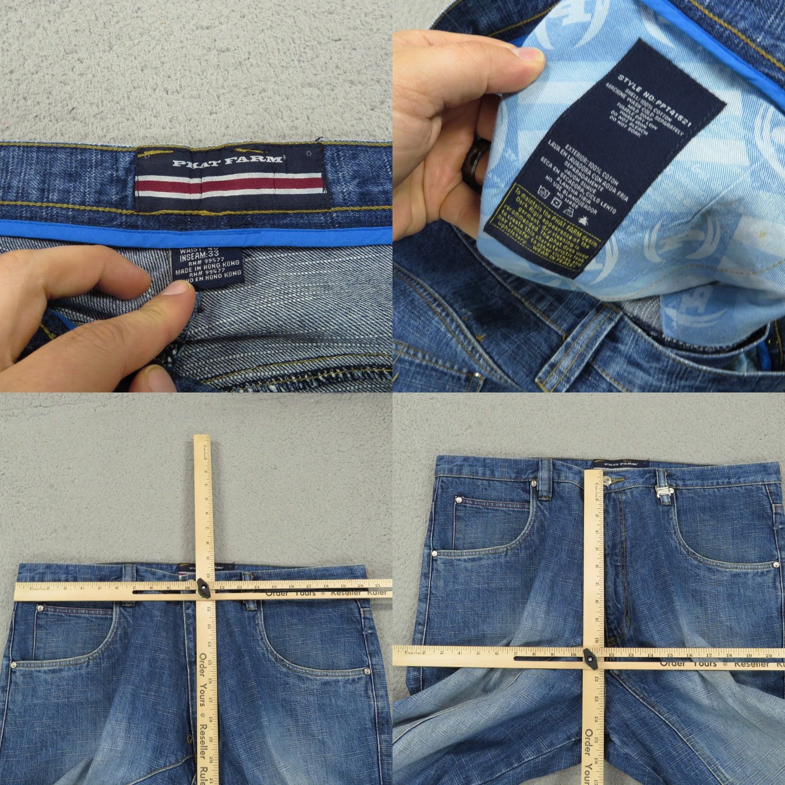 Phat Farm VINTAGE Phat Farm Baggy Jeans Men 40 Y2K Skater Grunge 10" Leg Opening Wide-Leg 5-Pocket Denim Jeans Blue Regular 40 Mens Size US 40 / EU 56 - 8 Thumbnail