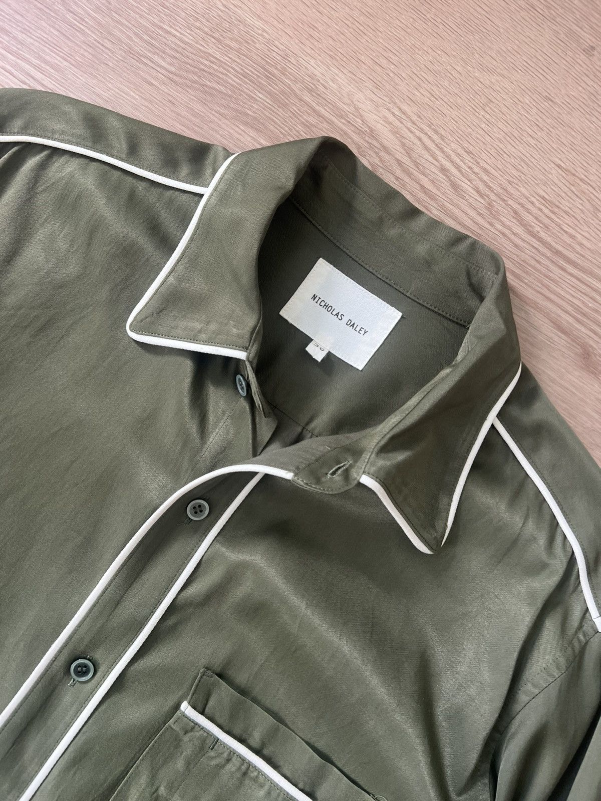 Nicholas Daley Nicholas Daley Olive Piped Shirt Made in Japan Cotton Rayon Size US M / EU 48-50 / 2 - 4 Thumbnail