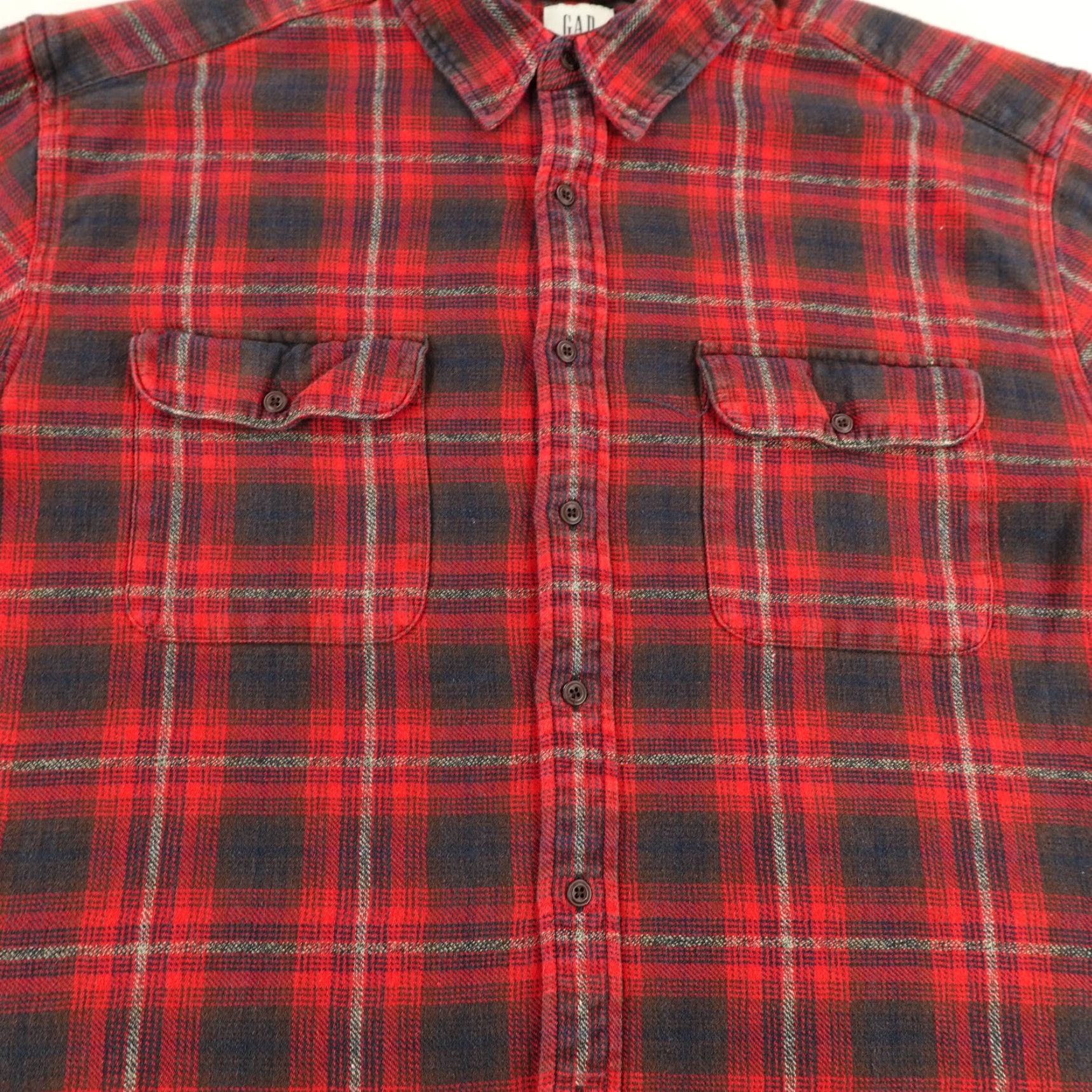 Gap VINTAGE Gap Shirt Mens XL Red Black Plaid Flannel Long Sleeve Button-Up Work Y2K Mens Size US XL / EU 56 / 4 - 3 Thumbnail