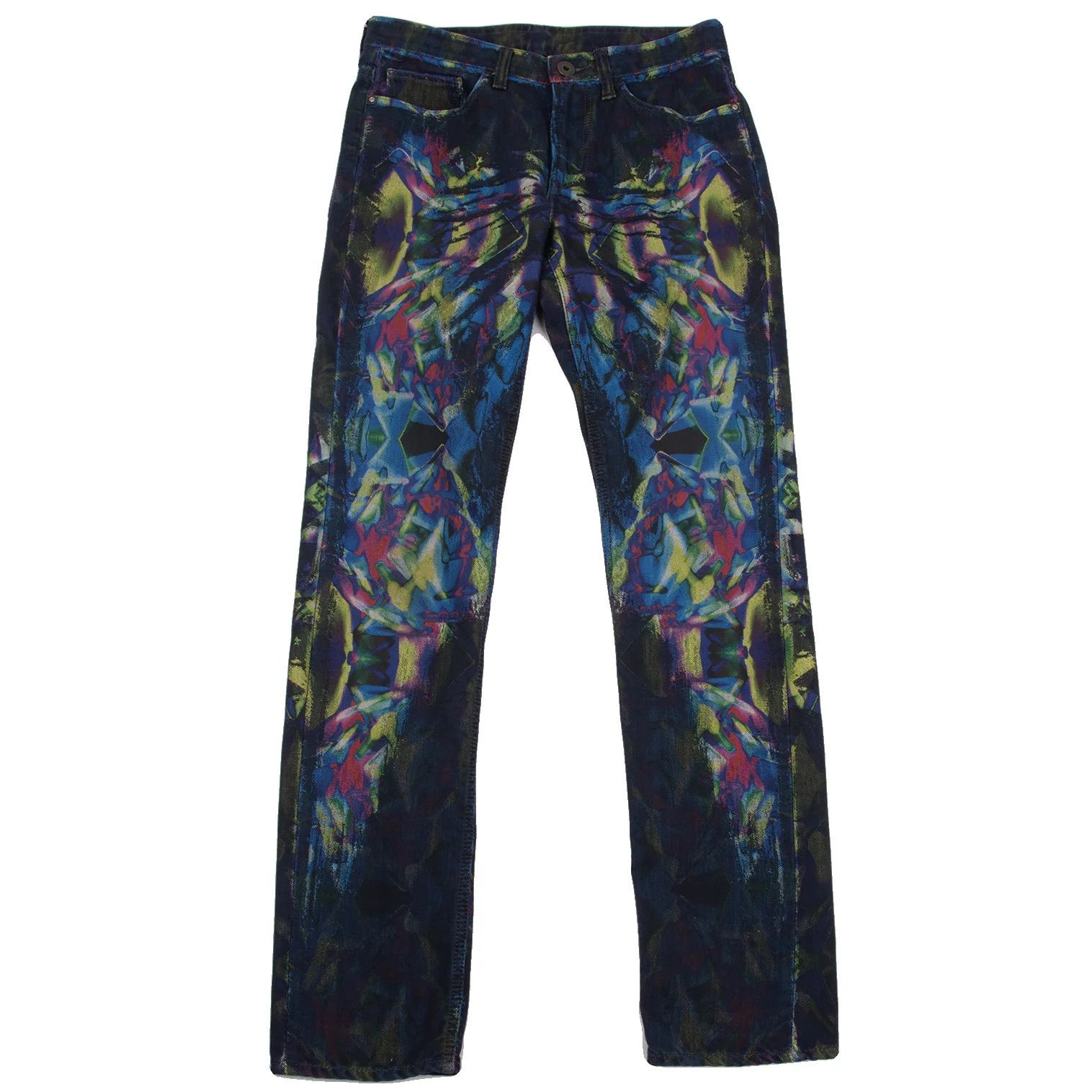 Issey Miyake Kaleidoscope Jacquard Washed Denim Pants in Blue Multi Size US 30 / EU 46 - 1 Thumbnail