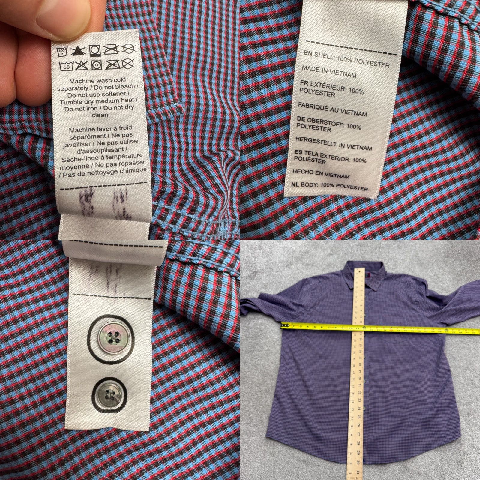 UNTUCKit UNTUCKit Button-Up Shirt Mens XL Regular Fit Plaid Button-Down Red Blue Multicolor Classic Casual Shirt Size US XL / EU 56 / 4 - 8 Thumbnail