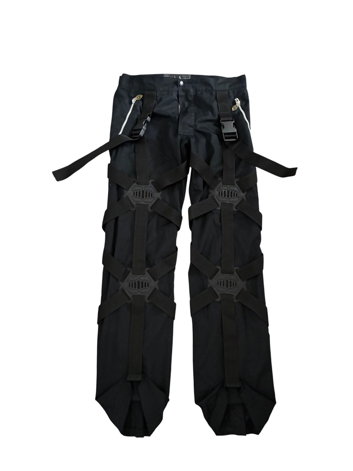 2000s Rare Black Cyberdog Bondage Armour Pants