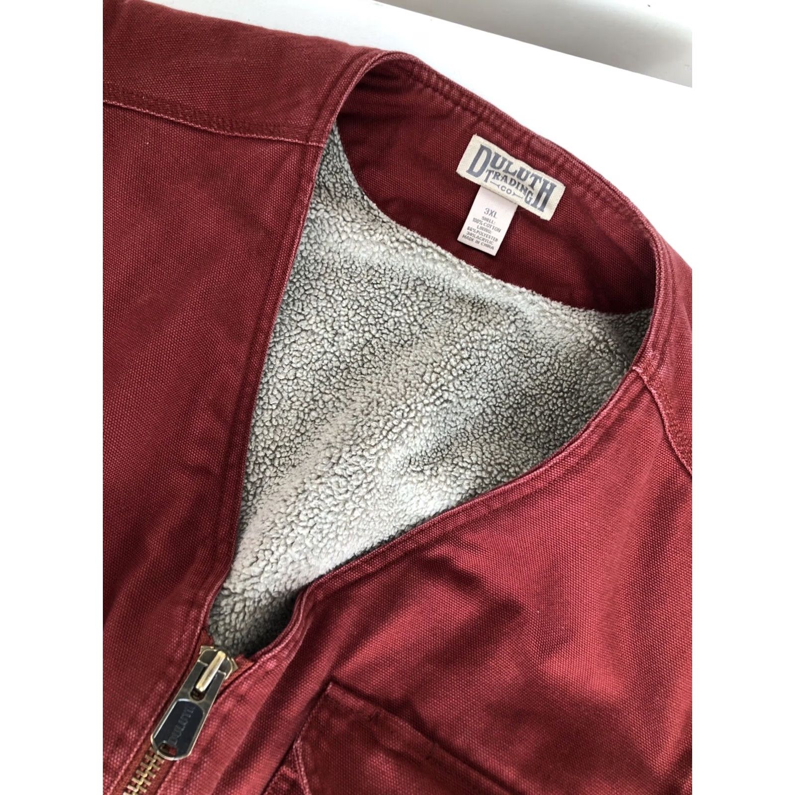 Vintage DULUTH TRADING CO. Very Heavy Duty Canvas Fleece Sherpa Lined 3XL Work Vest Shirt Mens Red 3XL Vest Size US XXL / EU 58 / 5 - 5 Thumbnail