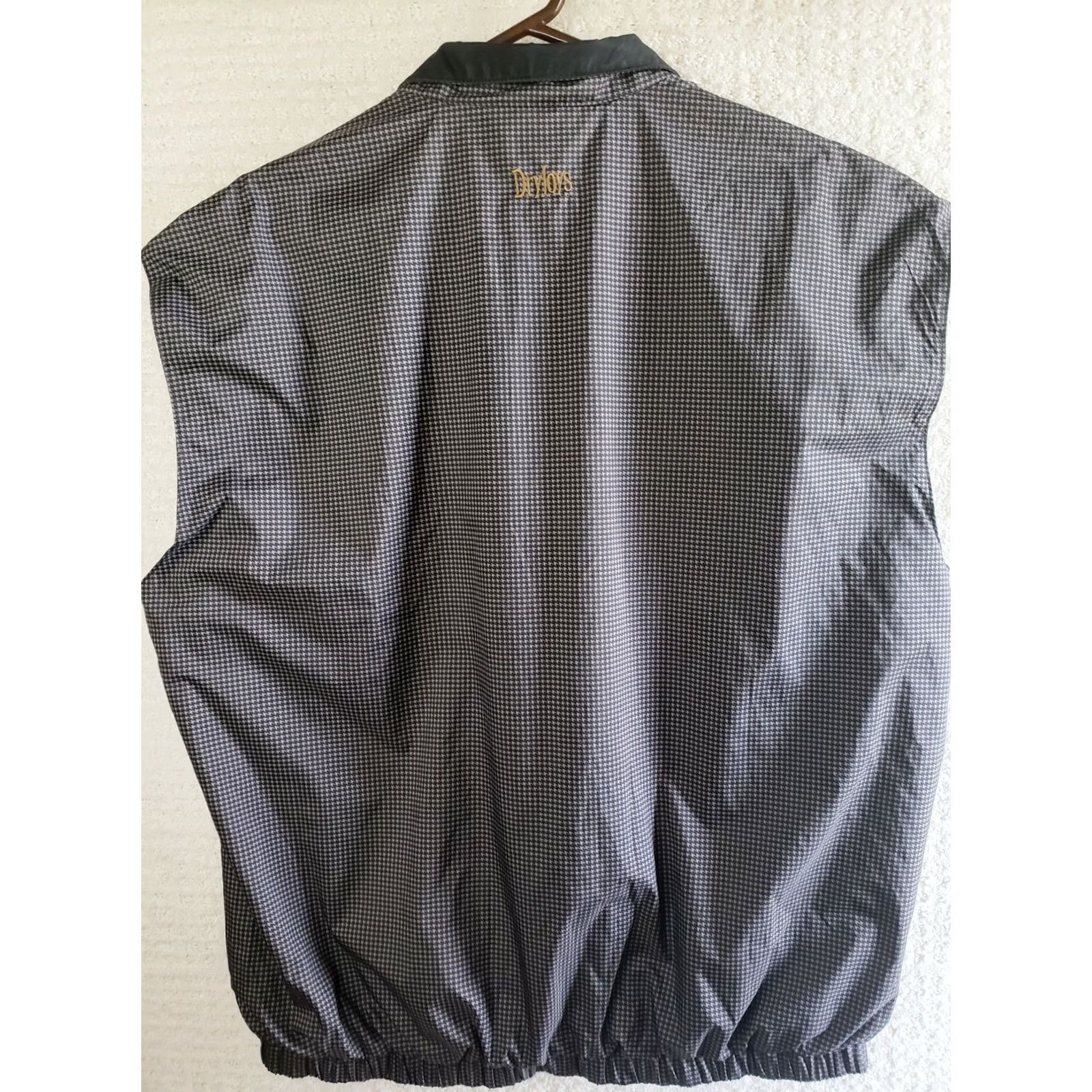 Footjoy FootJoy Dryjoys Mens L Windbreaker Vest Black/Gray Houndstooth Golf Club Snap Collar Vest Size US L / EU 52-54 / 3 - 6 Thumbnail